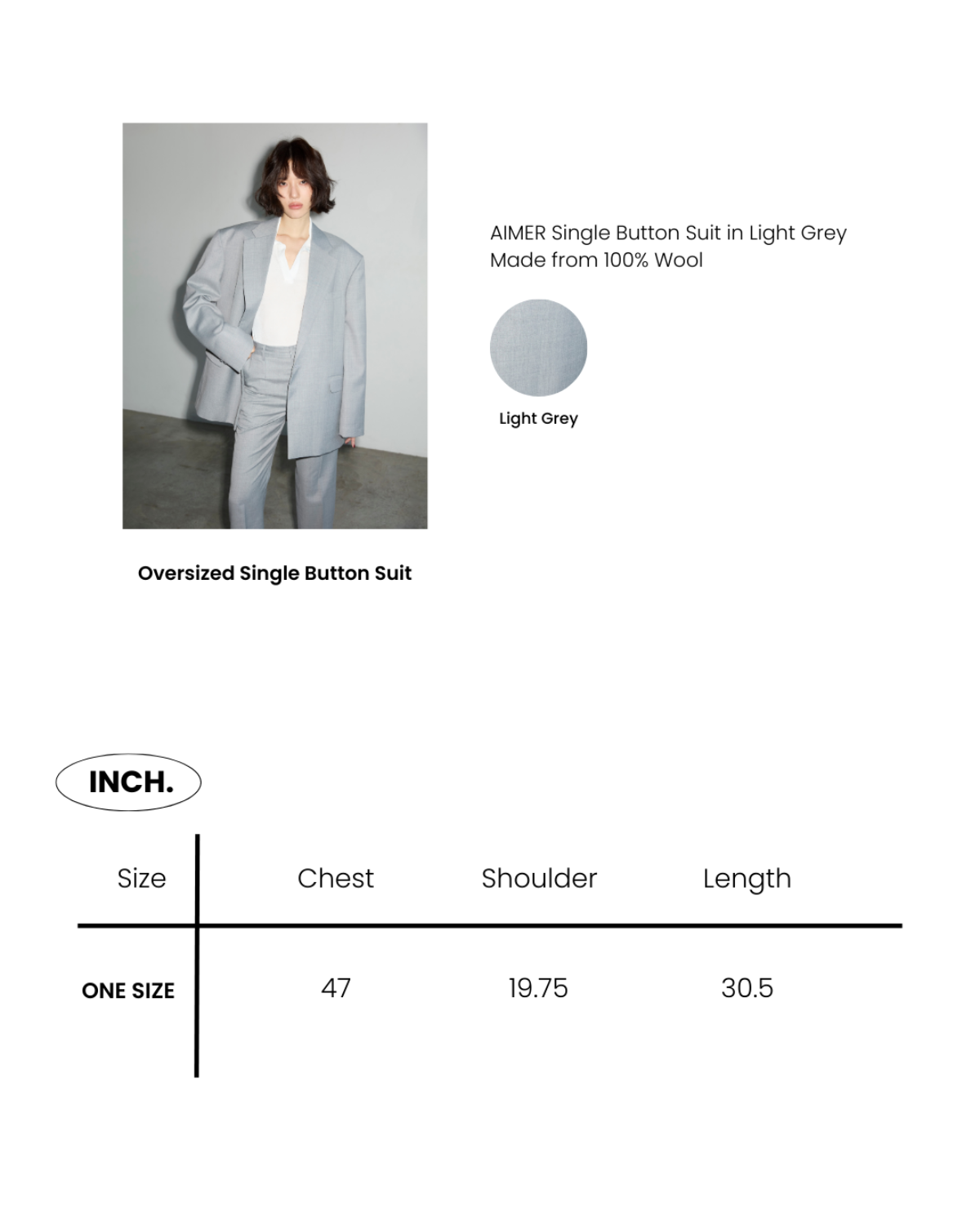 SS25 Elevated Office - Single Button Suit in Light Grey Wool
