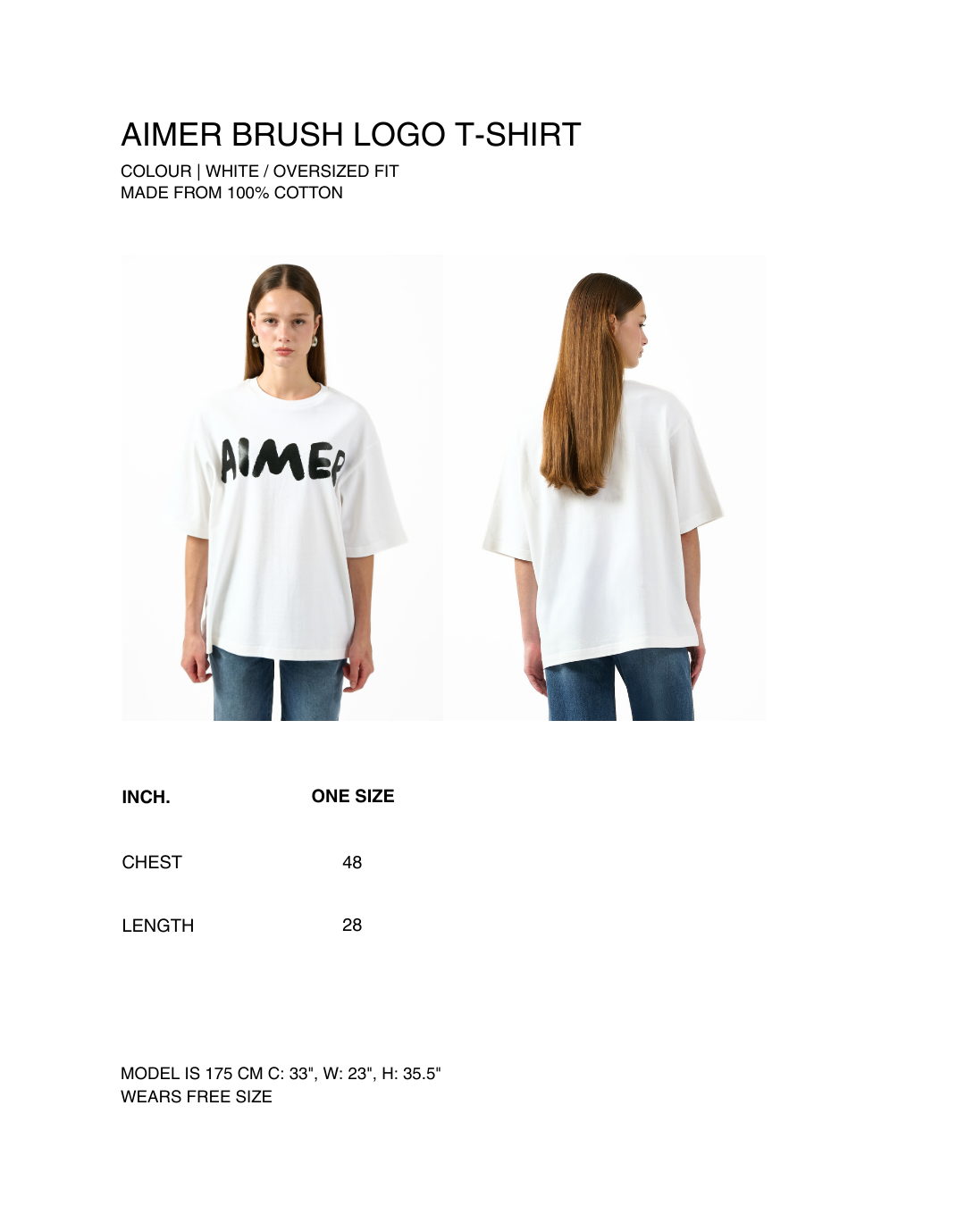AIMER Denim Edition - AIMER Brush Logo Oversized T-Shirt in White