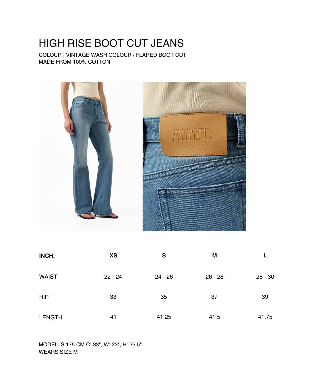 AIMER Core Essential - High Rise Bootcut Jeans in Vintage Wash