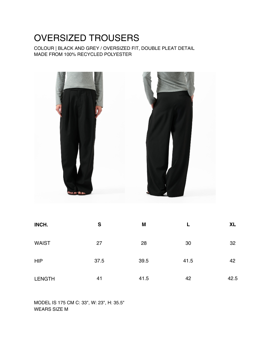 AIMER Core Essential - Double Pleated Oversized Trousers in Black