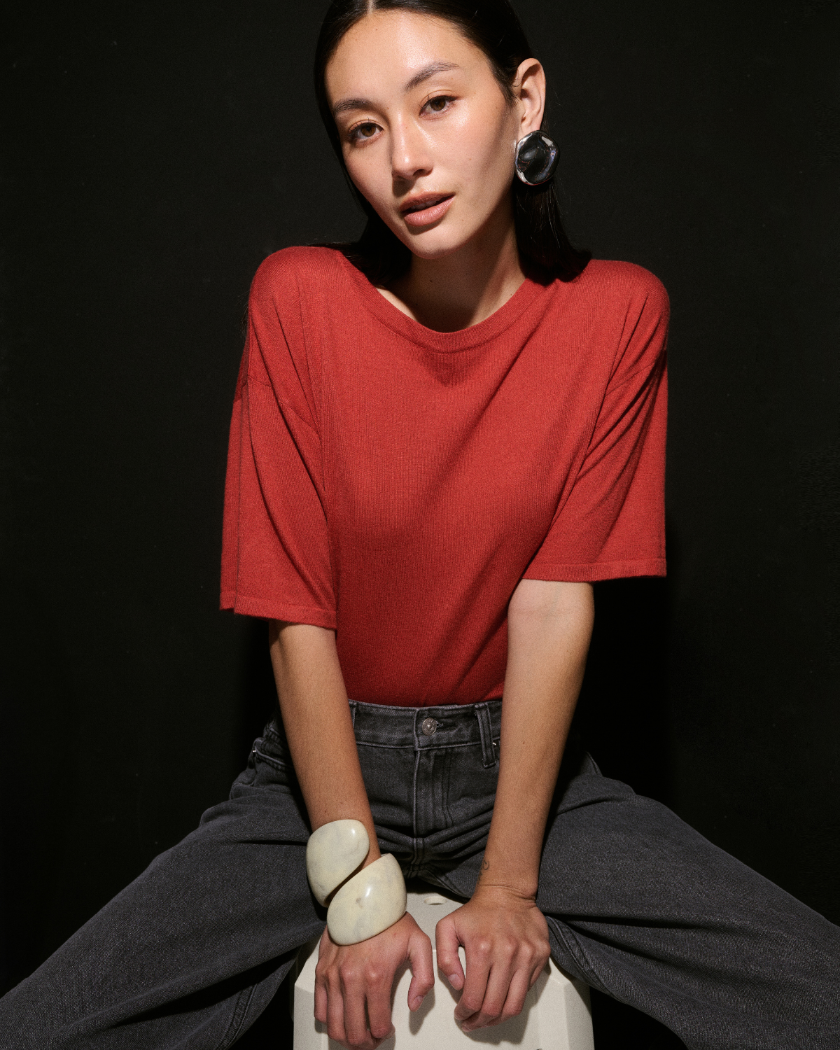 Jungle Urbaine - Oversized Cashmere Tee in Burnt Orange