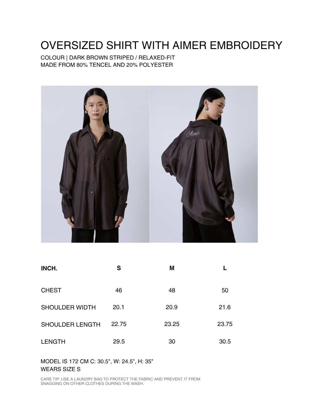 Jungle Urbaine - Oversized Shirt with AIMER Embroidery in Dark Brown