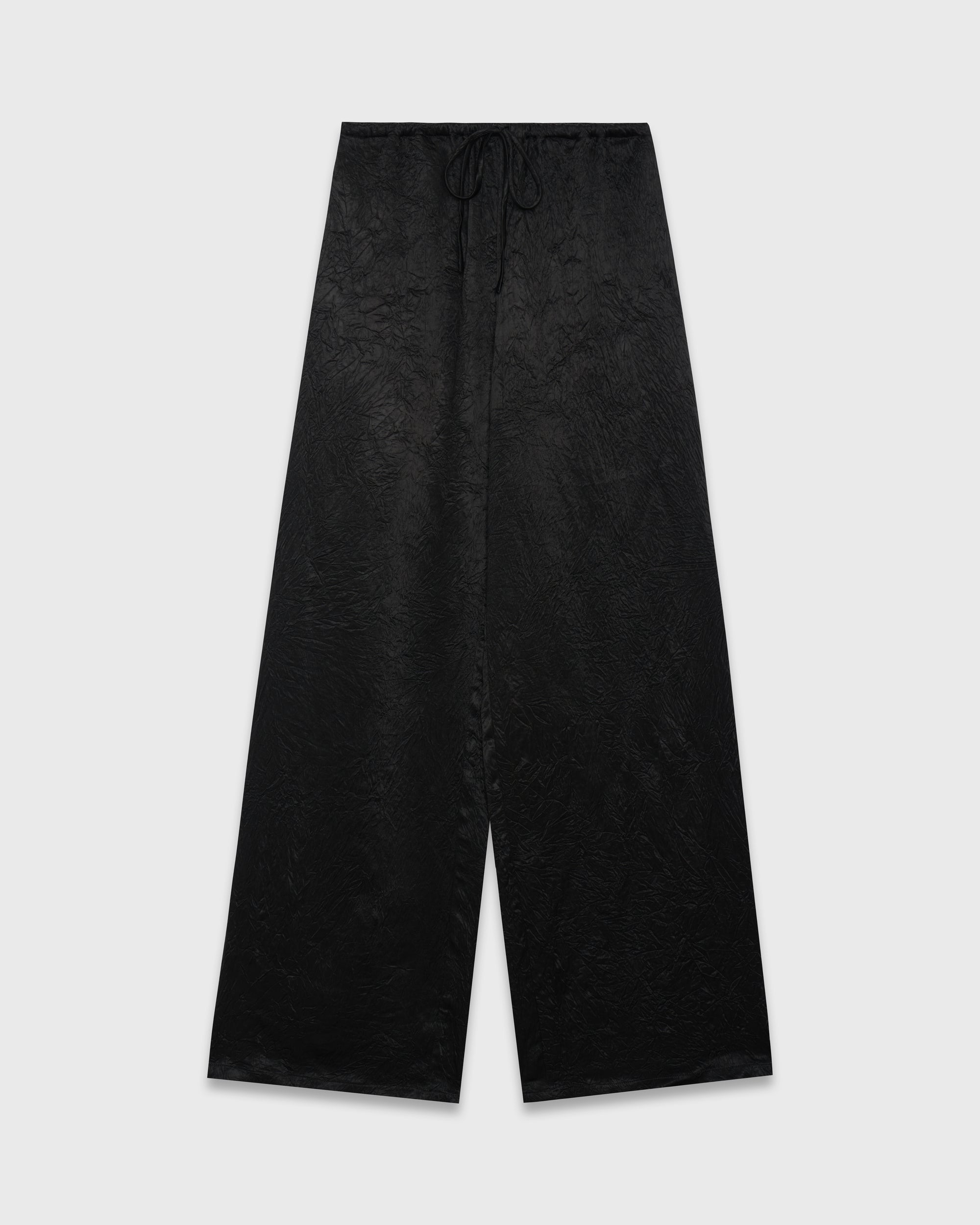 Jungle Urbaine - Drawstring Satin Trousers in Textured Black