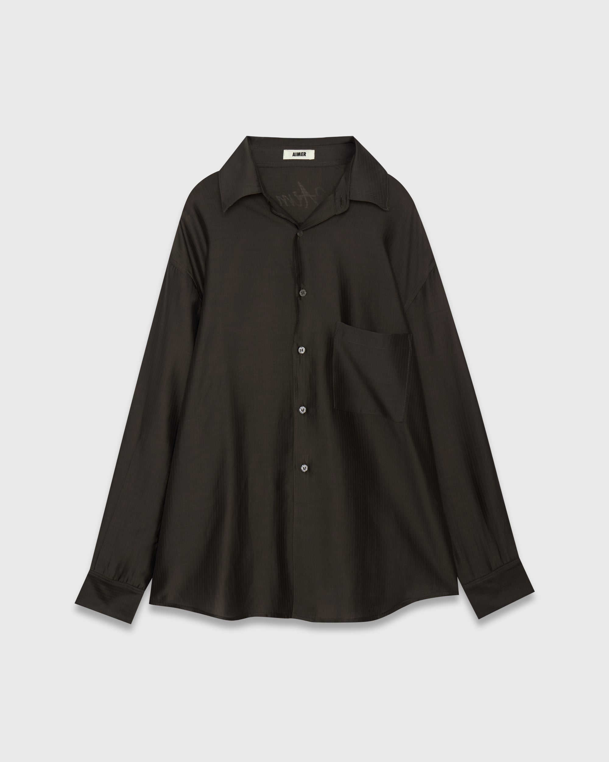 Jungle Urbaine - Oversized Shirt with AIMER Embroidery in Dark Brown