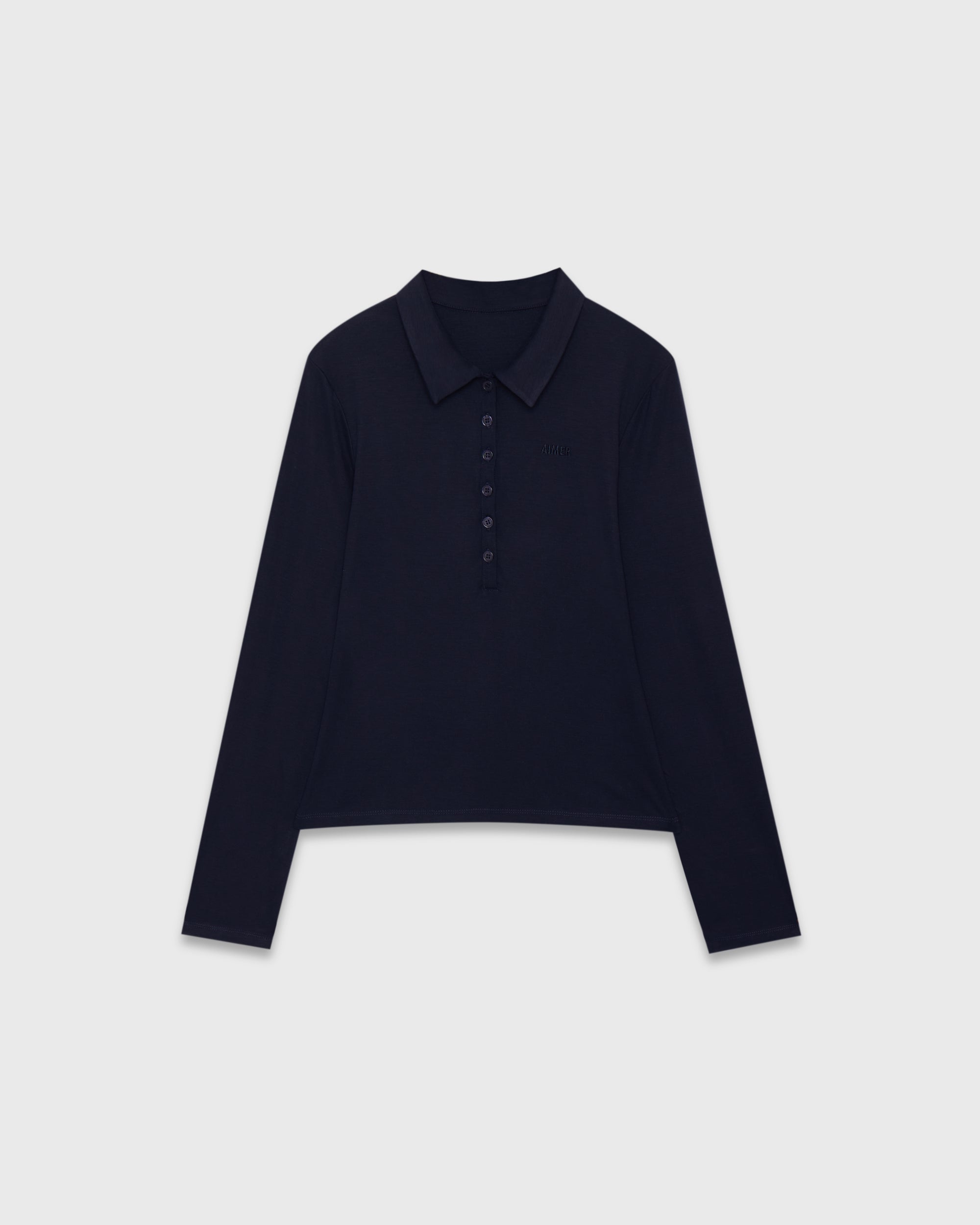 Jungle Urbaine - Slim Fit Long Sleeve Polo in Navy