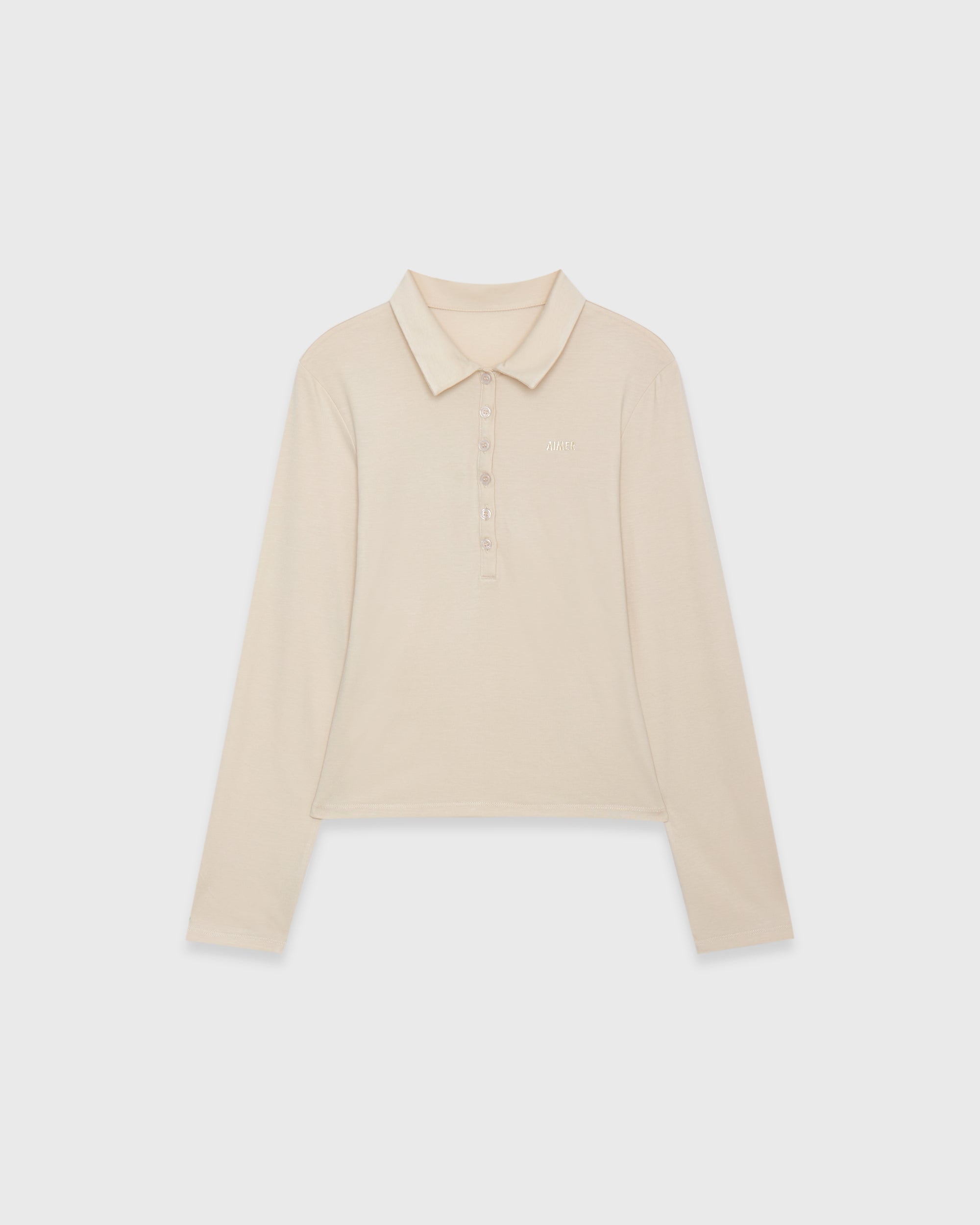 Jungle Urbaine  - Slim Fit Long Sleeve Polo in Beige
