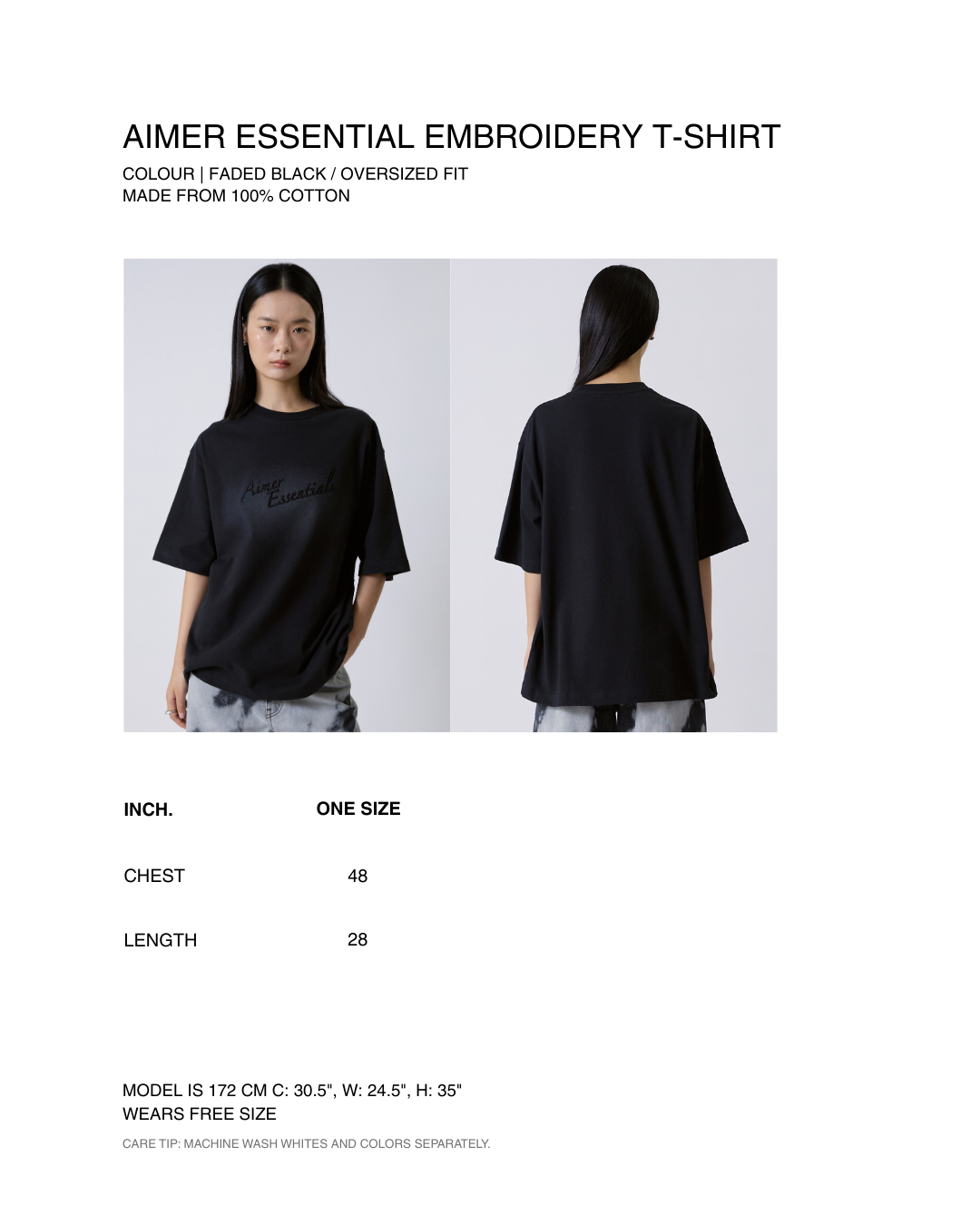 Jungle Urbaine - AIMER Essential Embroidery T-Shirt in Faded Black