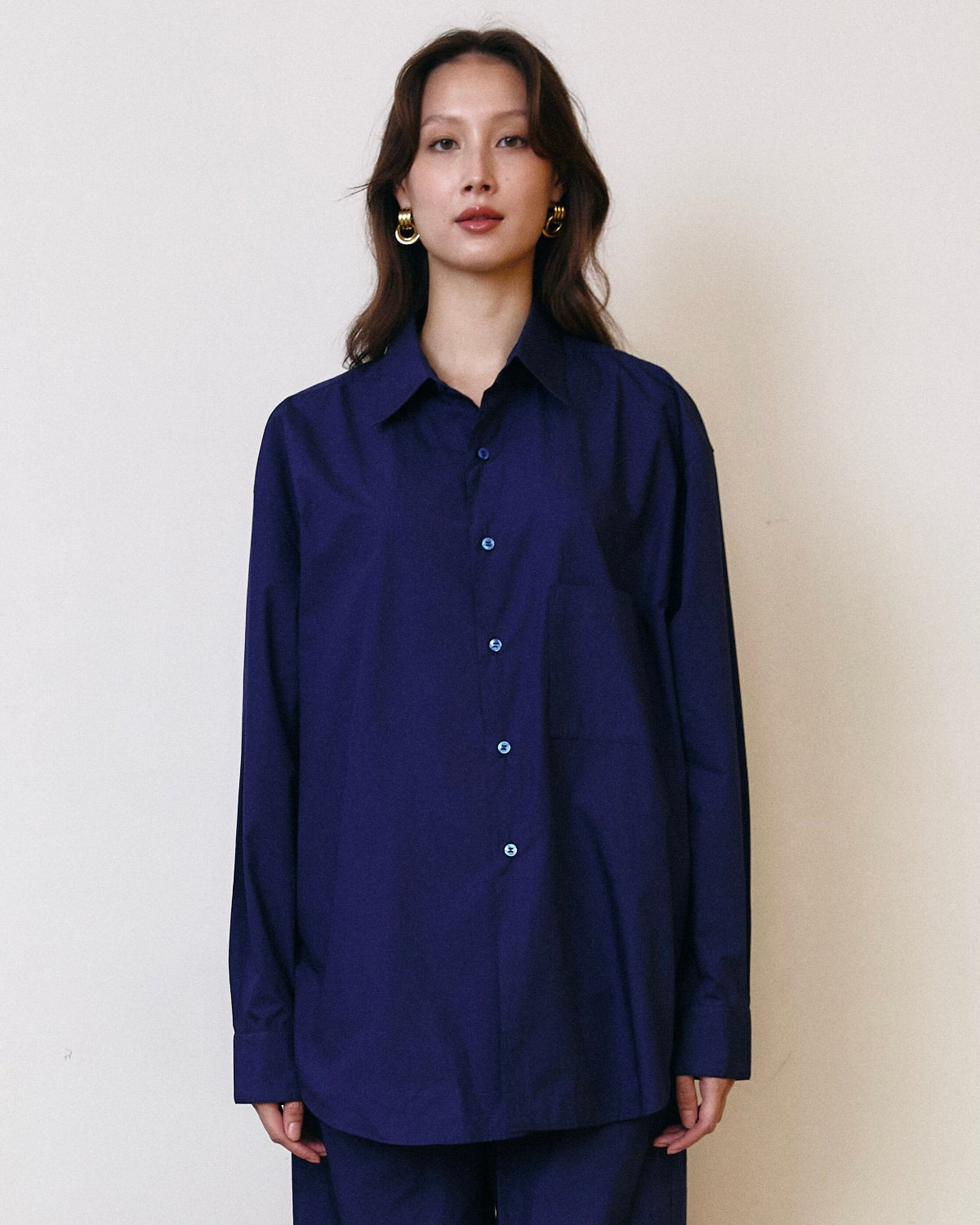 AIMER - Essential Oversized Shirt in Navy Bonjour