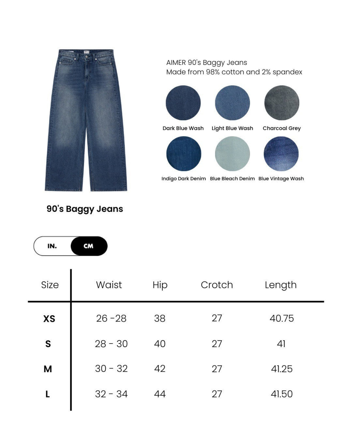 AIMER - 90s Baggy Jeans in White