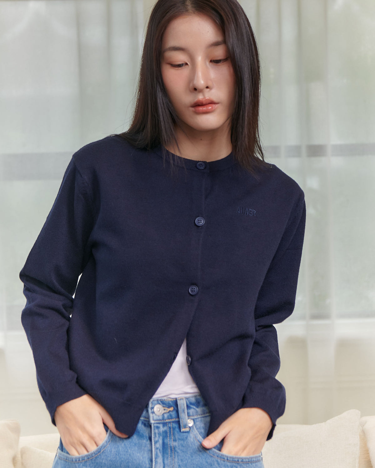 AIMER - Essential Cardigan in Navy