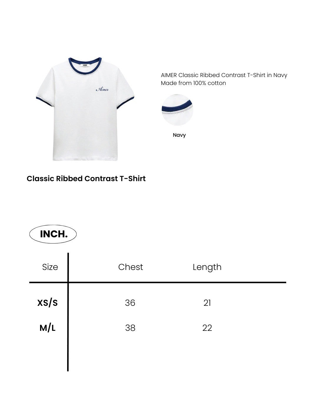 AIMER - Classic Contrast Ribbed T-Shirt in Black
