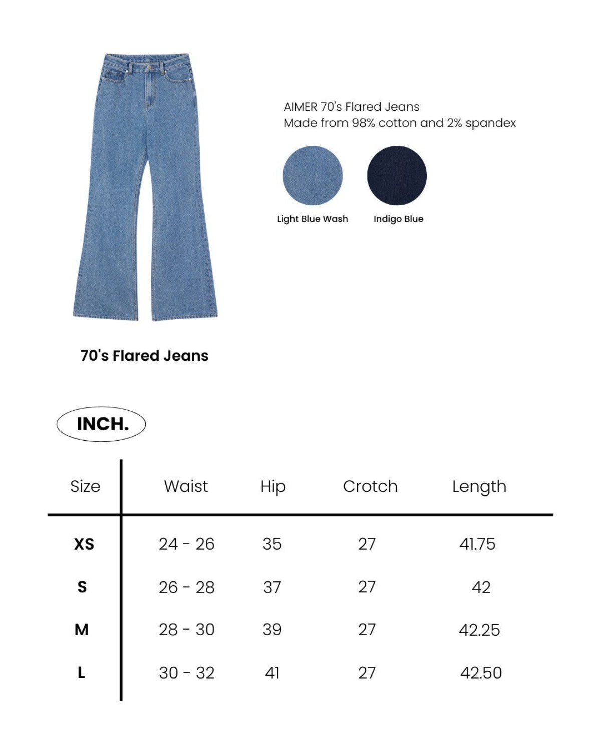 AIMER - 70s Flared Jeans in Light Blue Wash