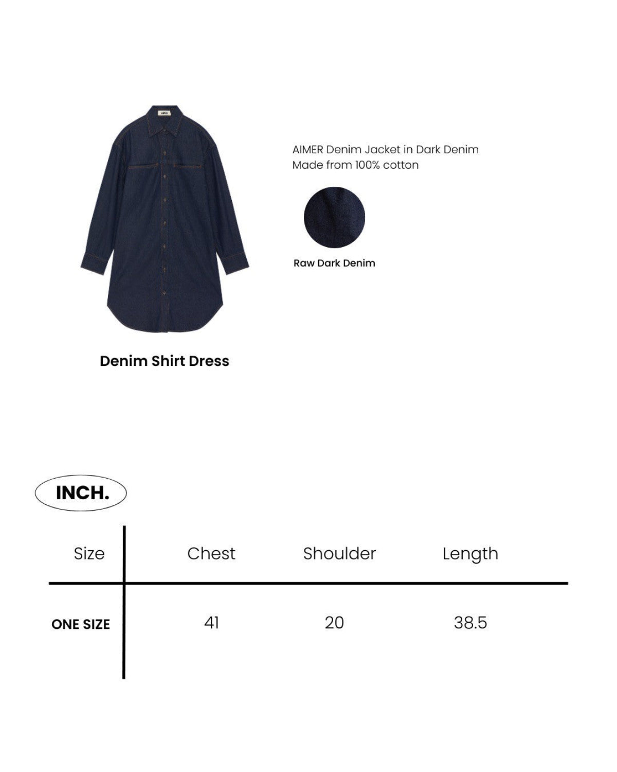 SS25 Denim - Denim Shirt Dress in Raw Dark Denim