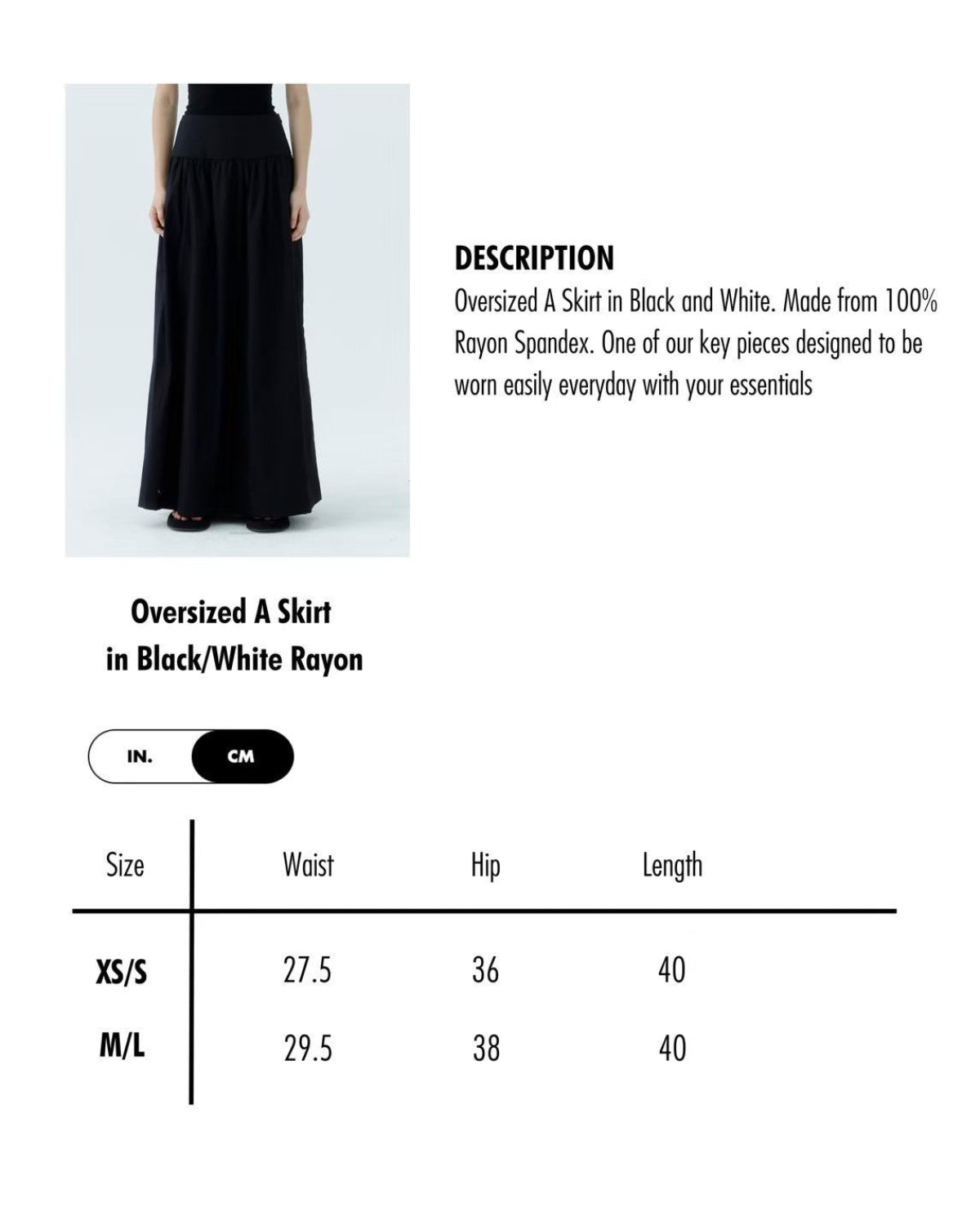 AIMER - Oversized A Skirt in Black Cotton