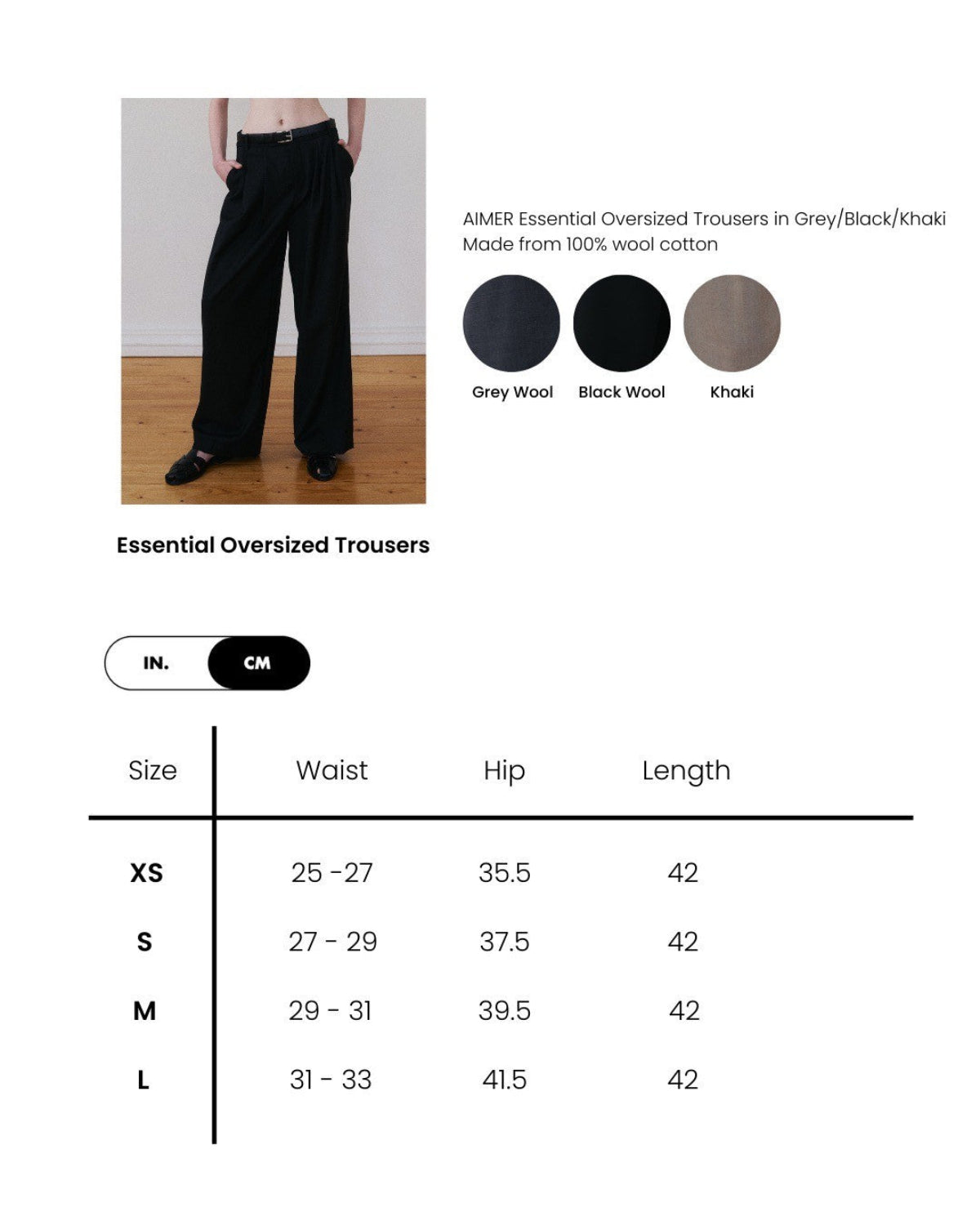 Holiday Collection - Essential Oversized Trousers in Black Wool