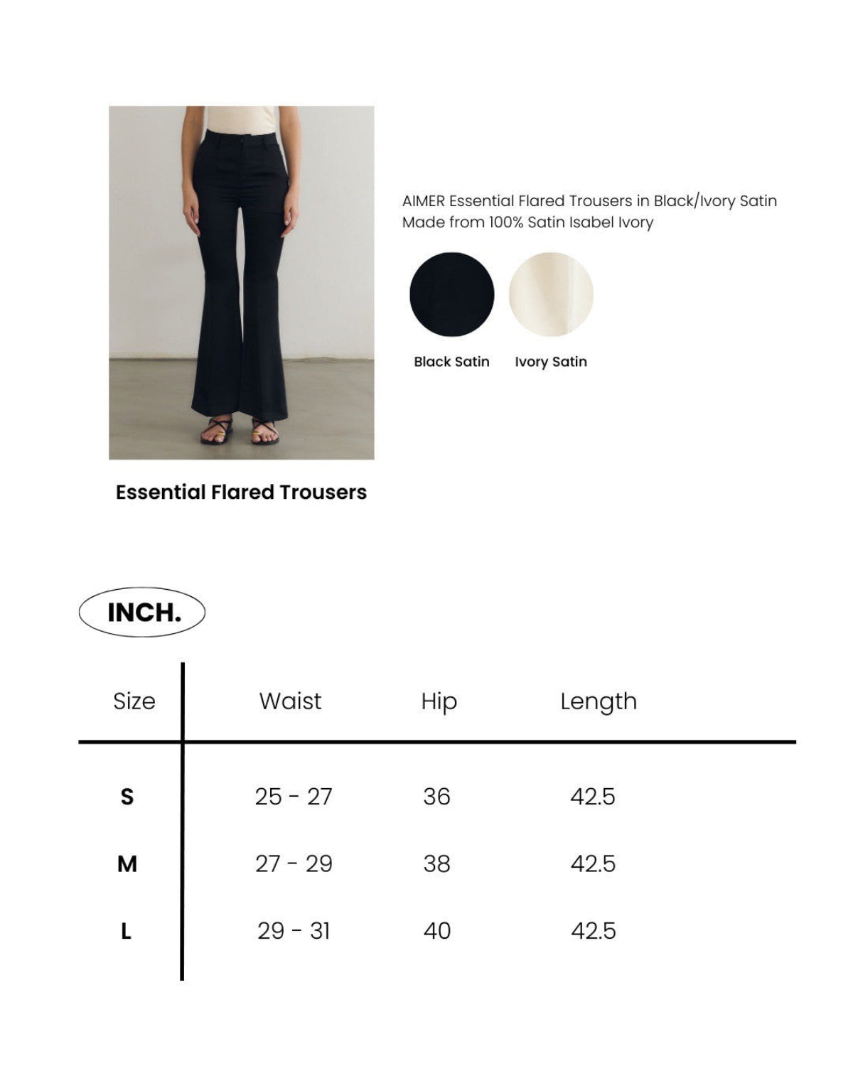 SS25 Day To Night Edition - Classic Flared Trousers in Ivory Satin