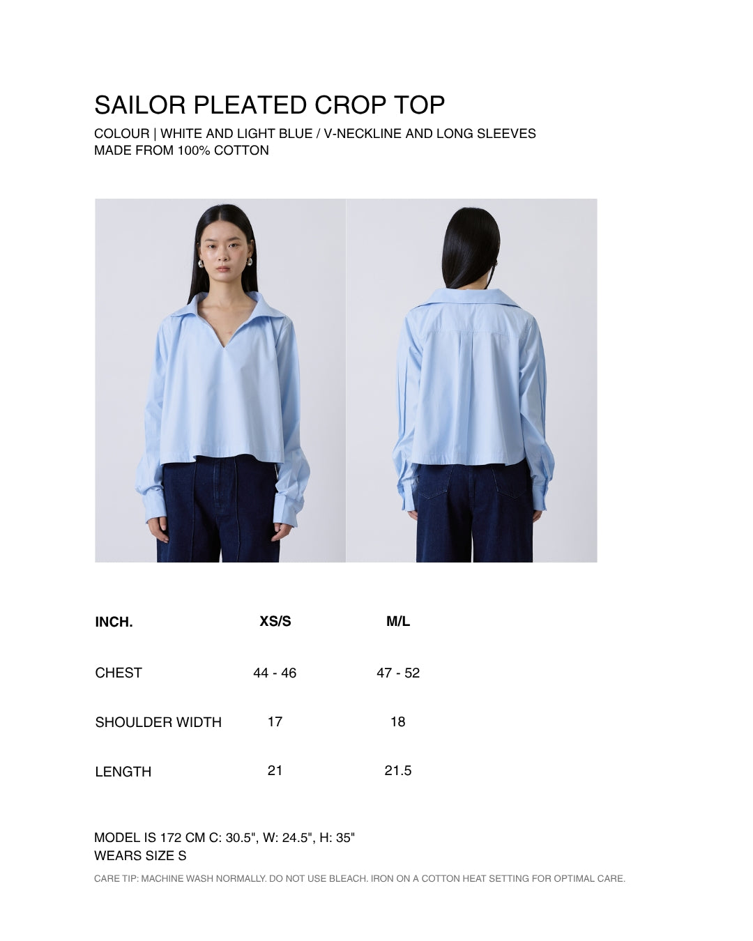 Jungle Urbaine - Sailor Pleated Crop Shirt in White