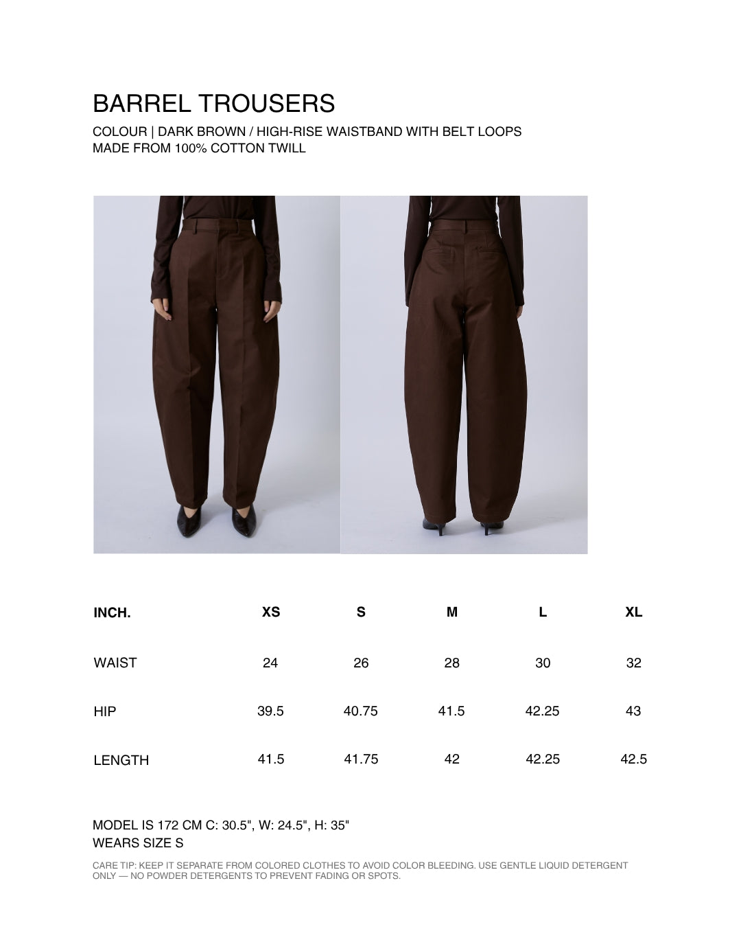 Jungle Urbaine - Barrel Trousers in Brown Wool