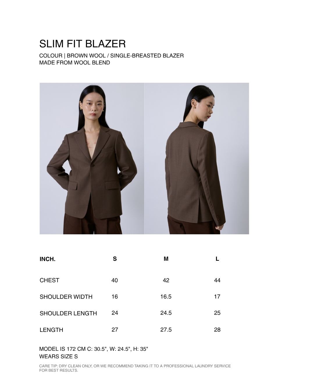 Jungle Urbaine - Slim Fit Blazer in Brown Wool