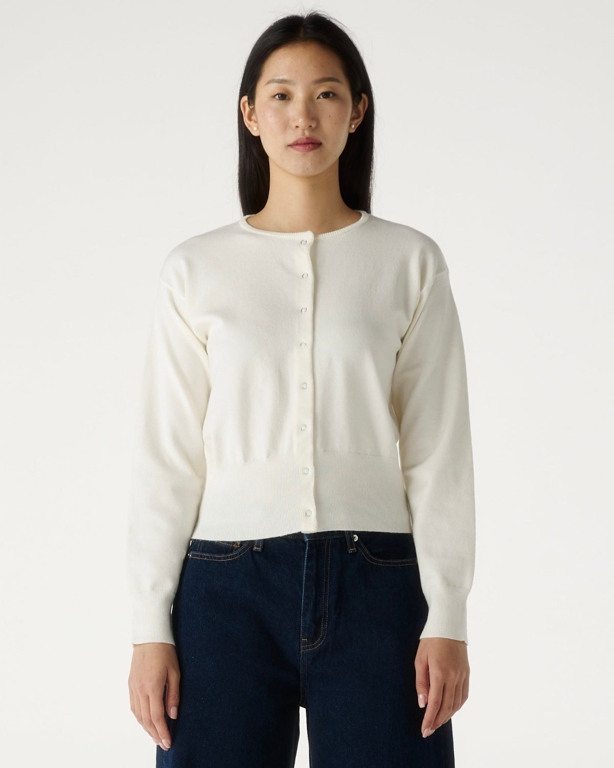 SS25 Elevated Office - Cinched Knit Cardigan in Ivory
