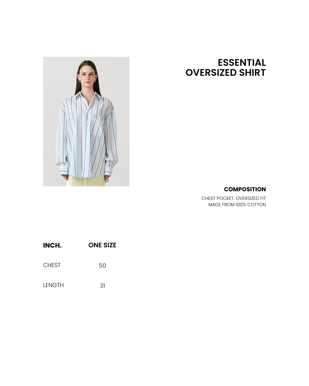 Été Parisien - Essential Oversized Shirt in Light Blue Navy Stripe