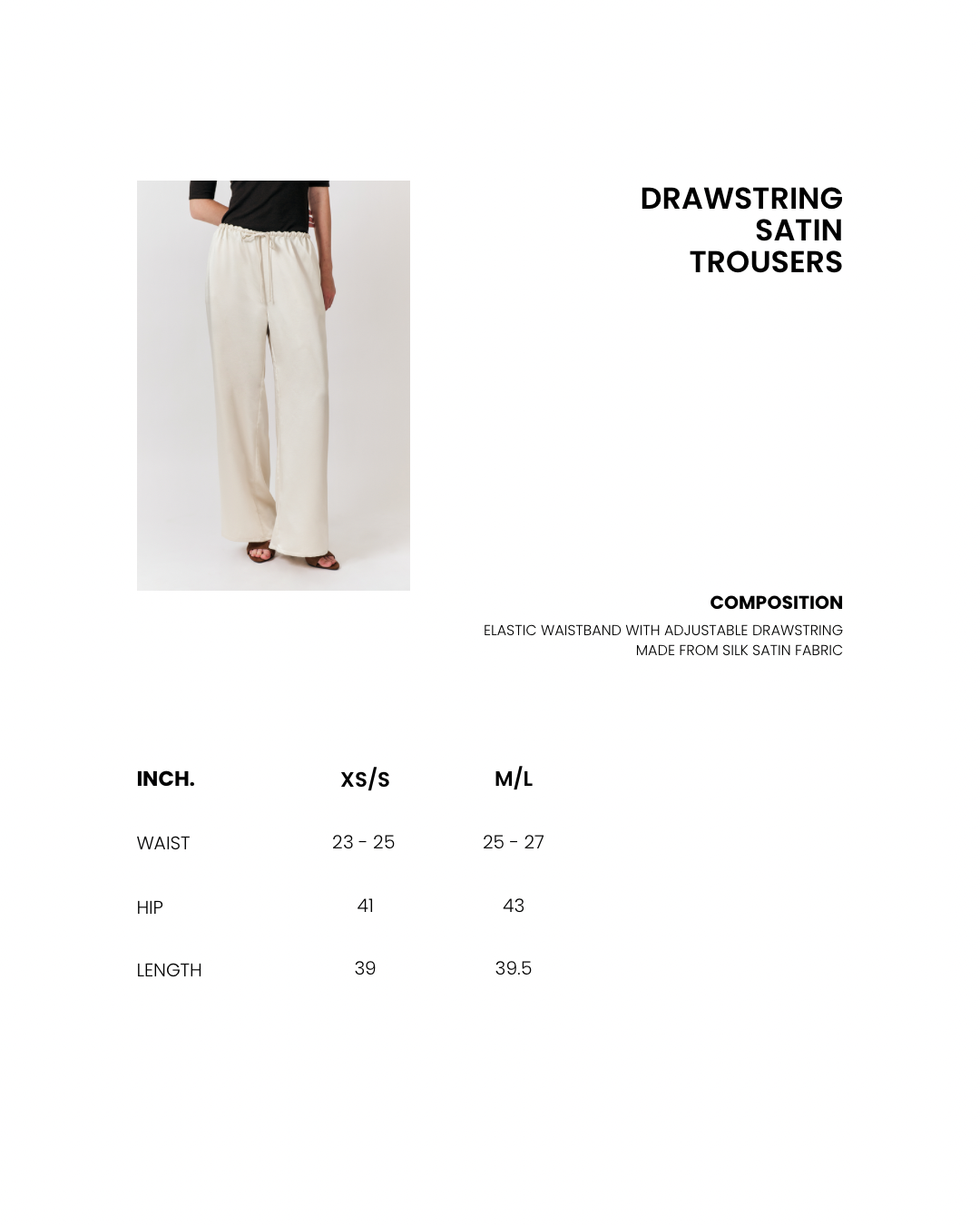 Été Parisien - Drawstring Satin Trousers in Ivory