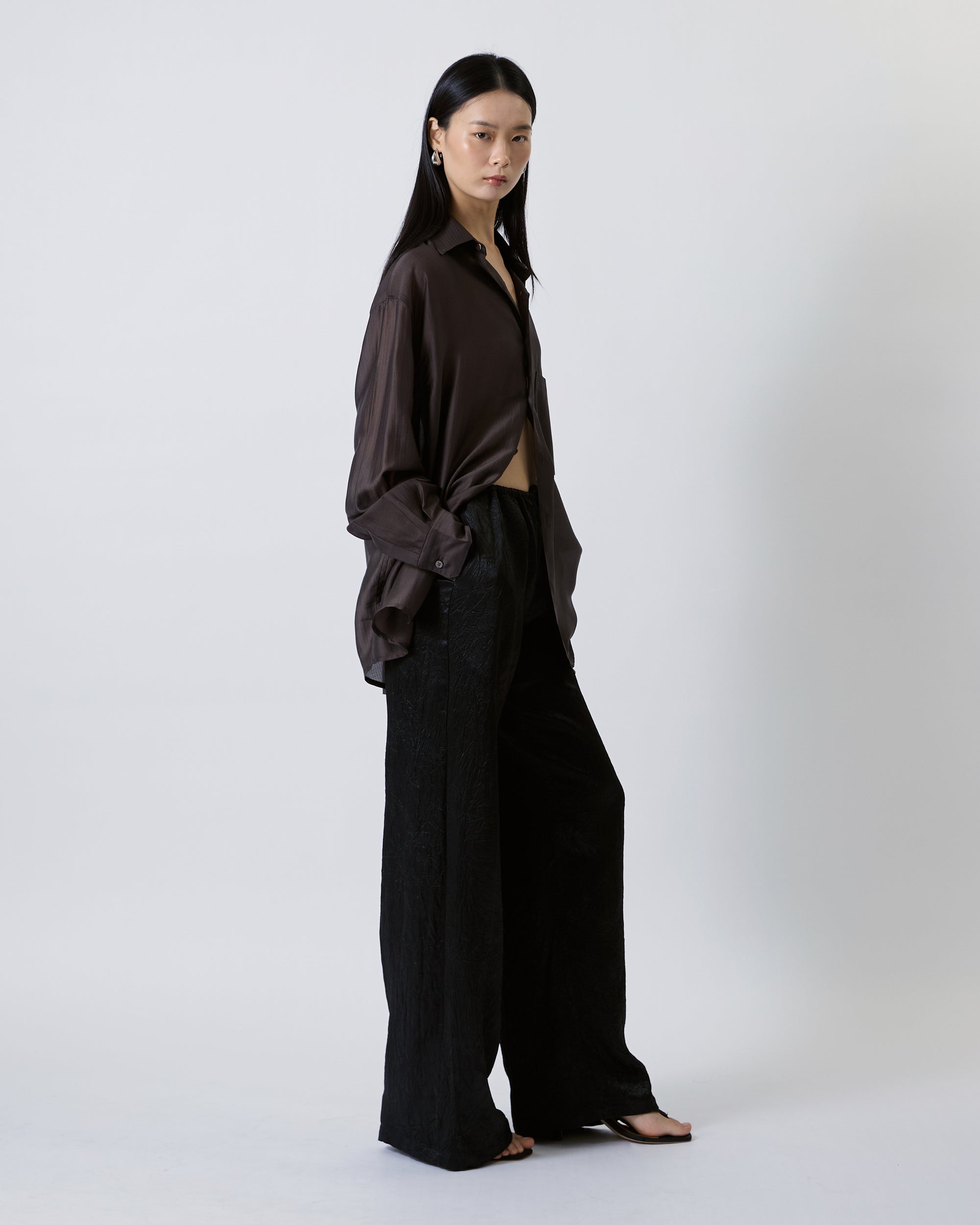Jungle Urbaine - Oversized Shirt with AIMER Embroidery in Dark Brown