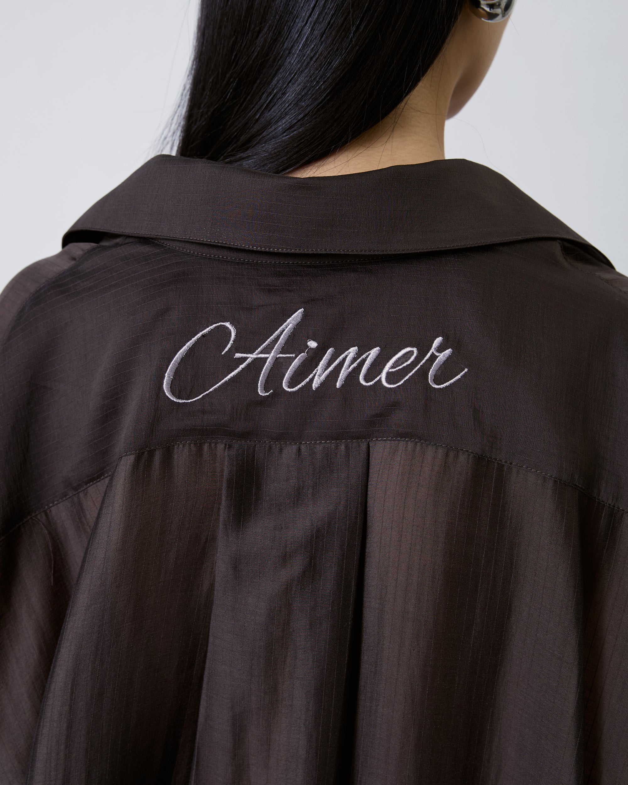 Jungle Urbaine - Oversized Shirt with AIMER Embroidery in Dark Brown