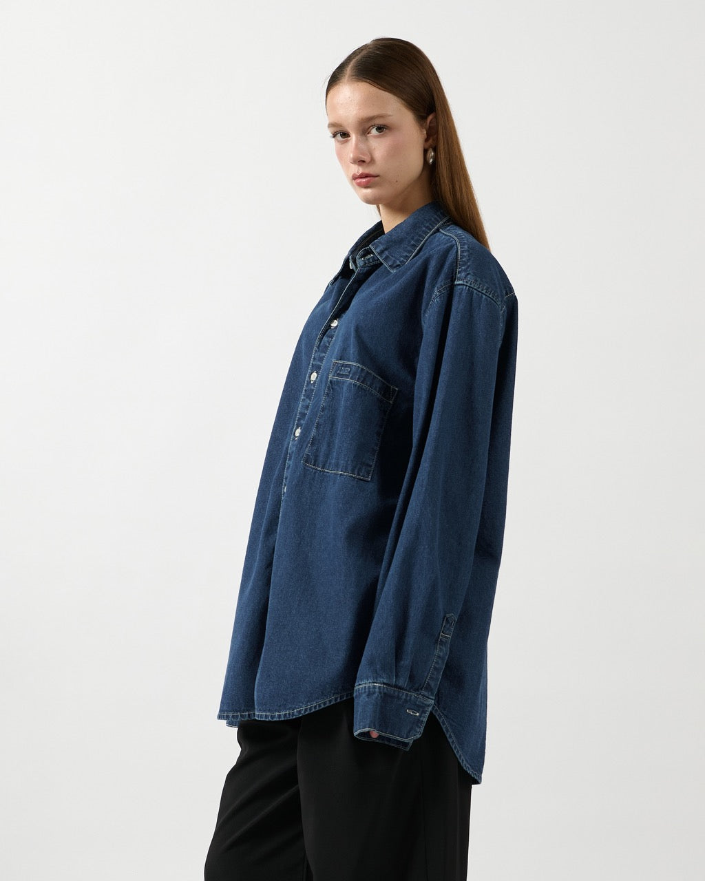 AIMER Denim Edition - Essential Oversized Shirt in Indigo Denim