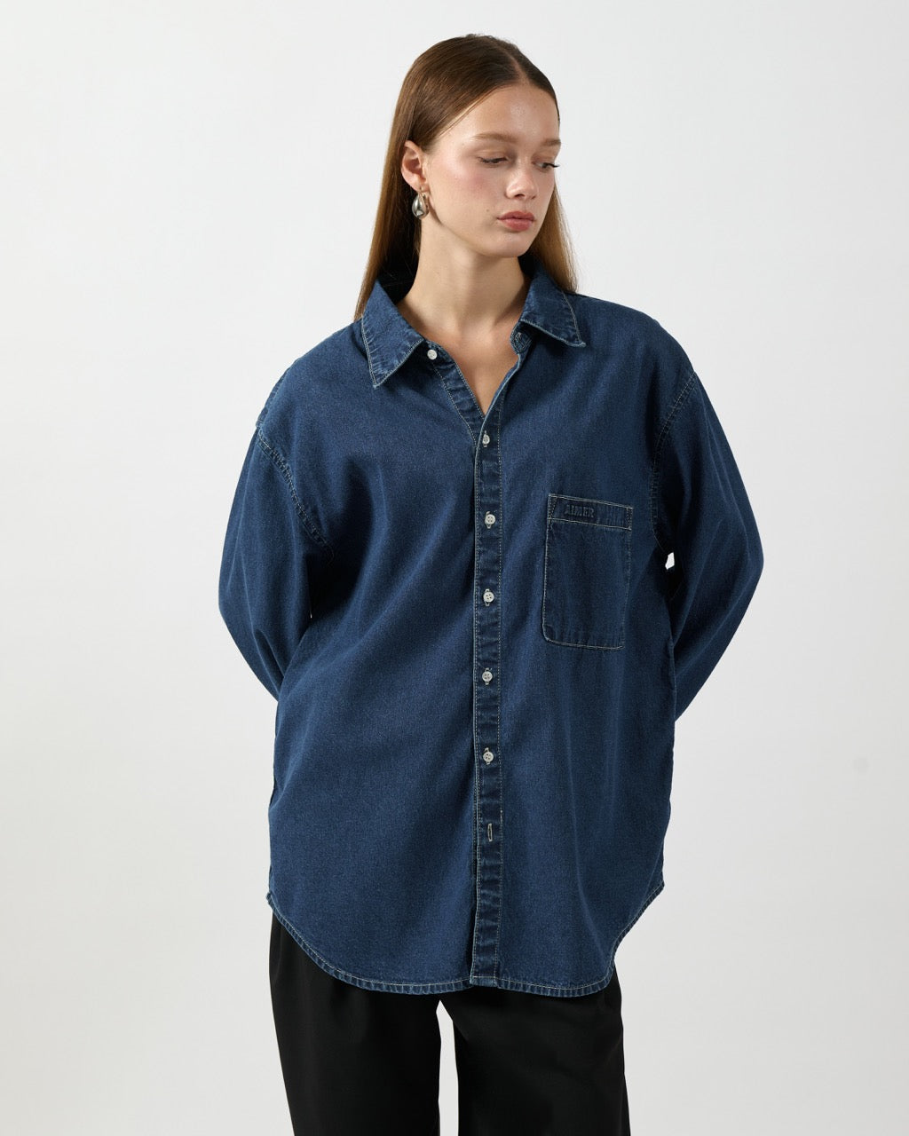 AIMER Denim Edition - Essential Oversized Shirt in Indigo Denim