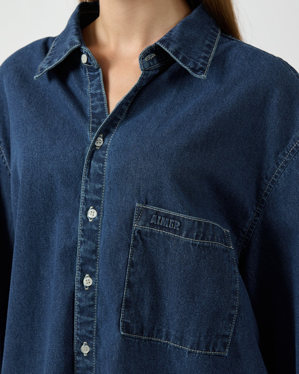 AIMER Denim Edition - Essential Oversized Shirt in Indigo Denim