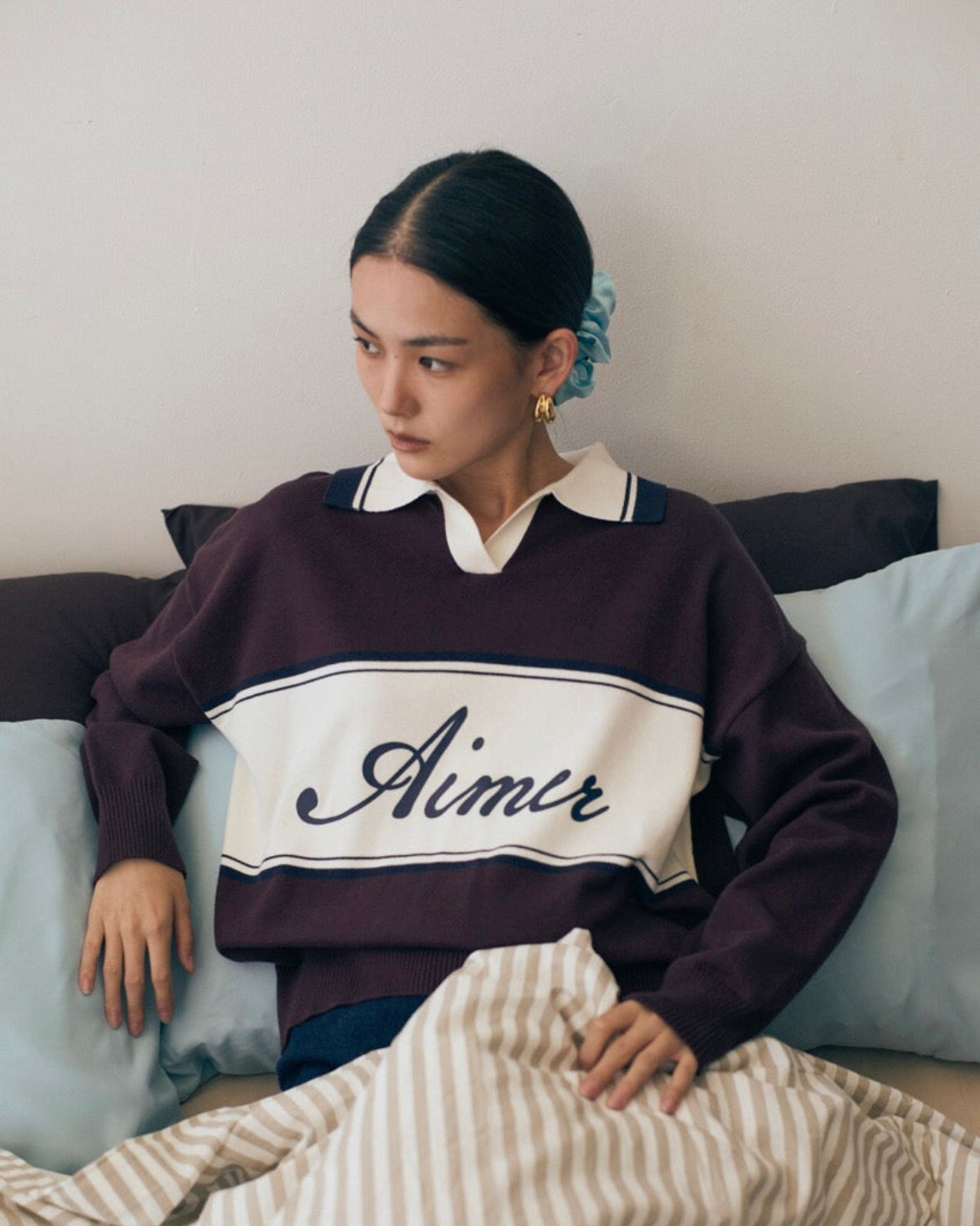 Le Hotelier - Knit Oversized Polo in Dark Brown