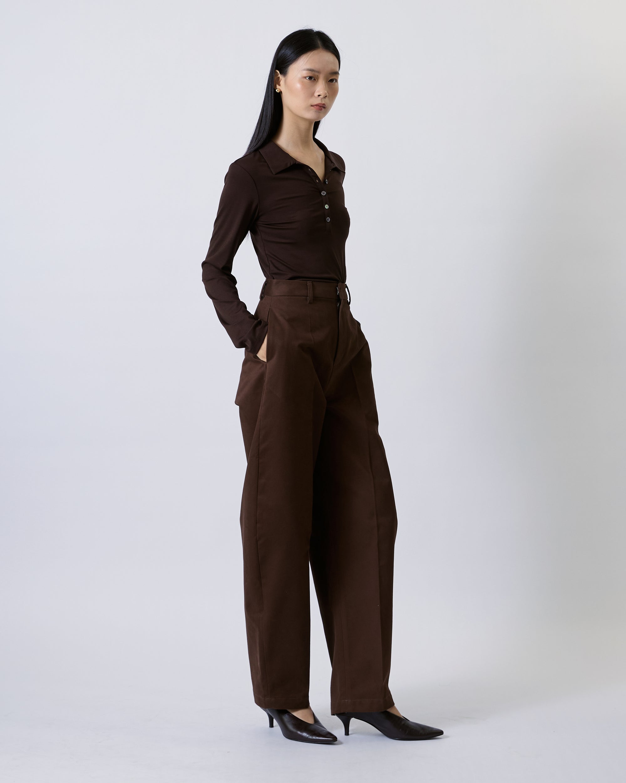 Jungle Urbaine - Barrel Trousers in Brown Wool