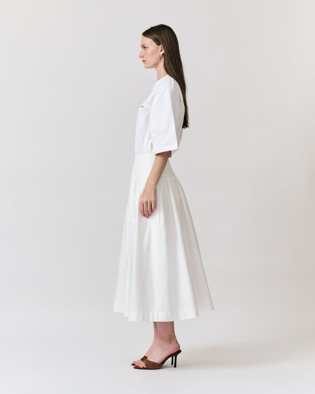 AIMER - Midi A Skirt With Pockets in White