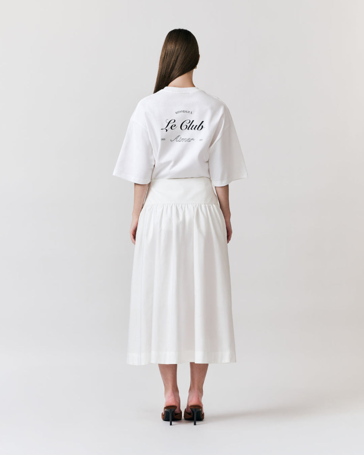 AIMER - Midi A Skirt With Pockets in White