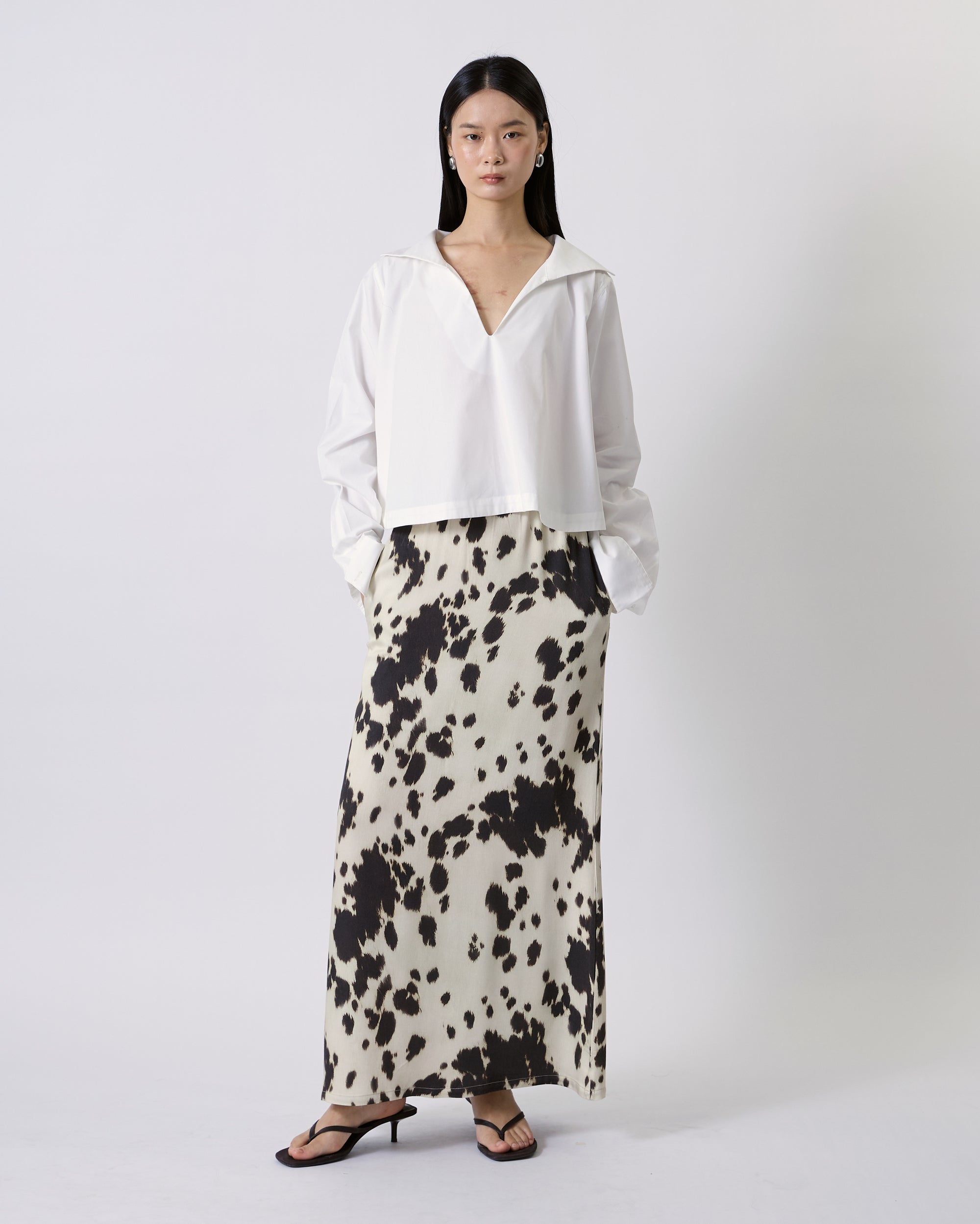 Jungle Urbaine - Sailor Pleated Crop Shirt in White