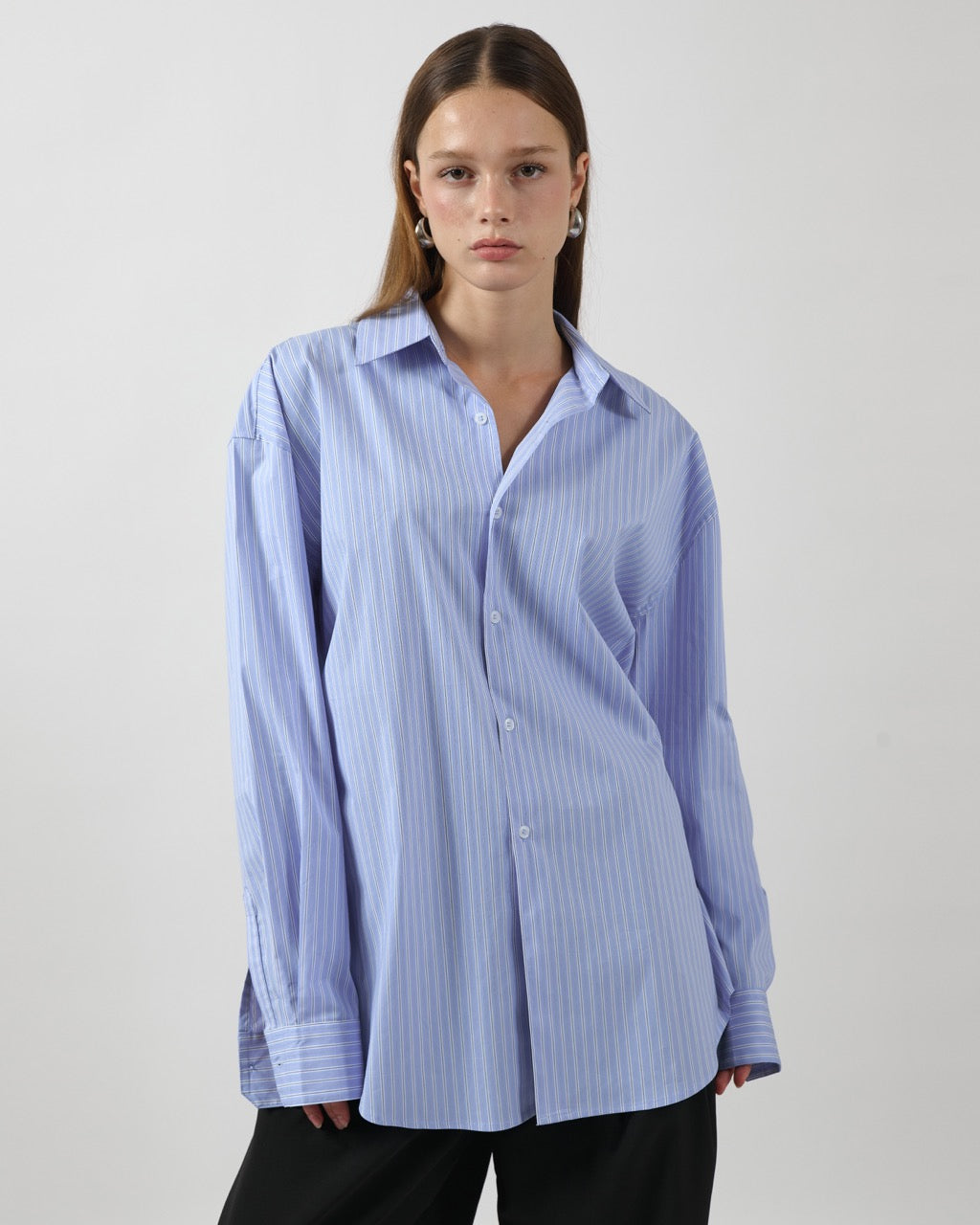 AIMER Core Essential - Oversized Shirt in Blue Pinstripe