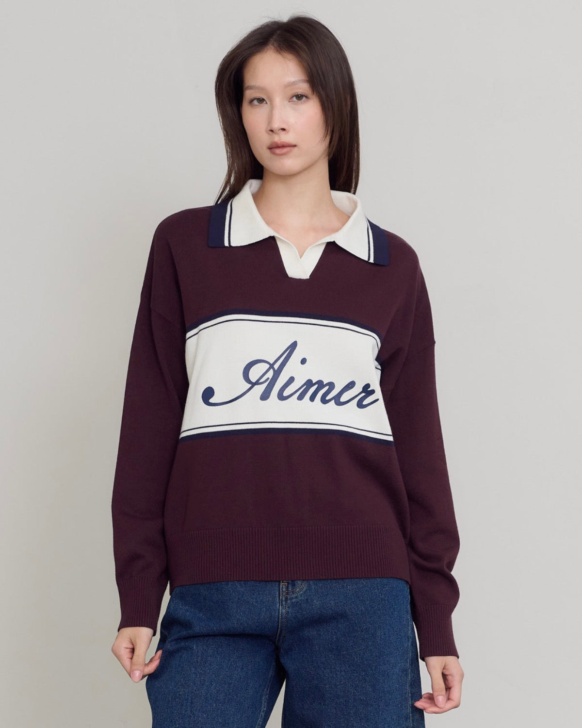 Le Hotelier - Knit Oversized Polo in Dark Brown