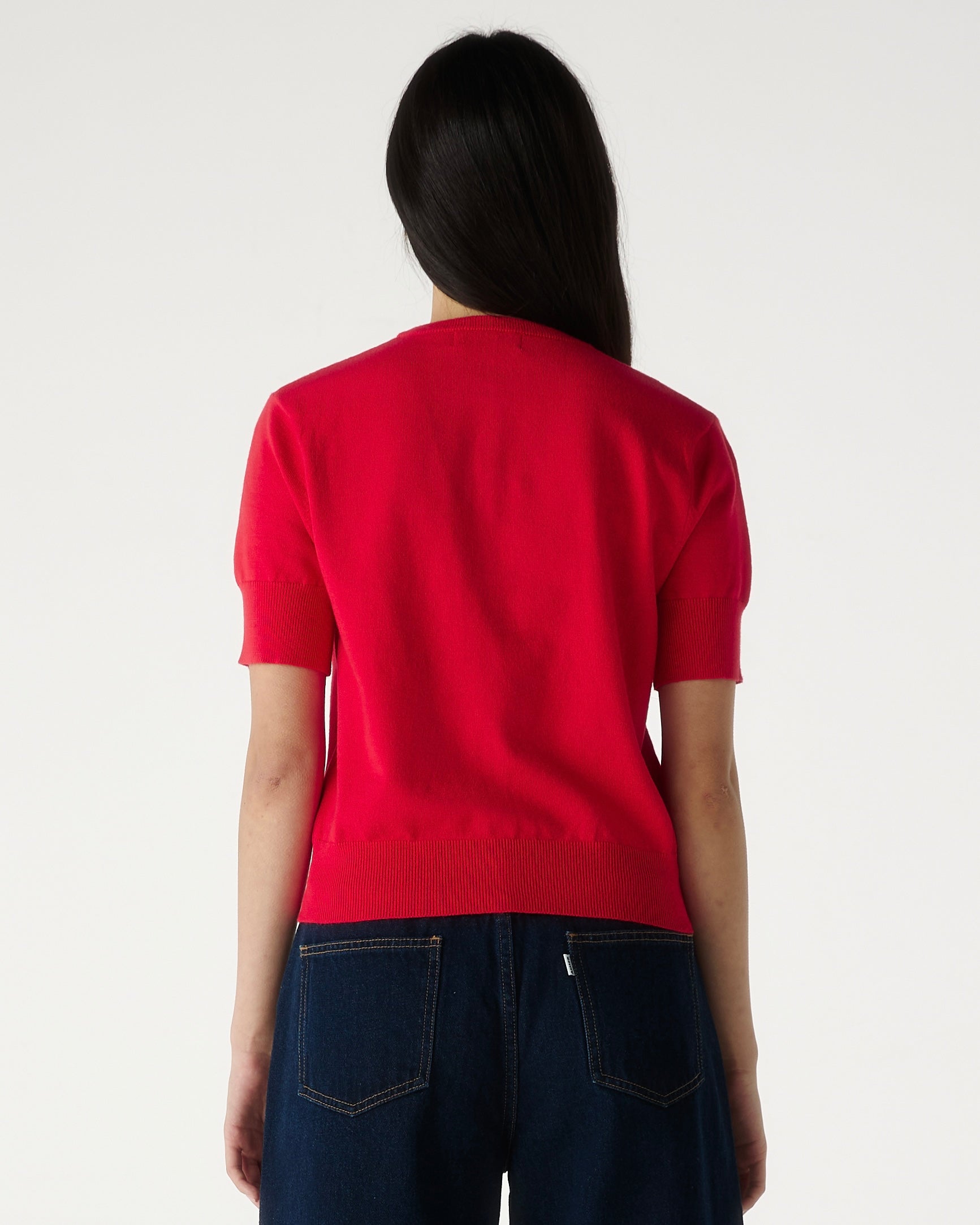 AIMER - Essential Cardigan Short Sleeve in Rouge