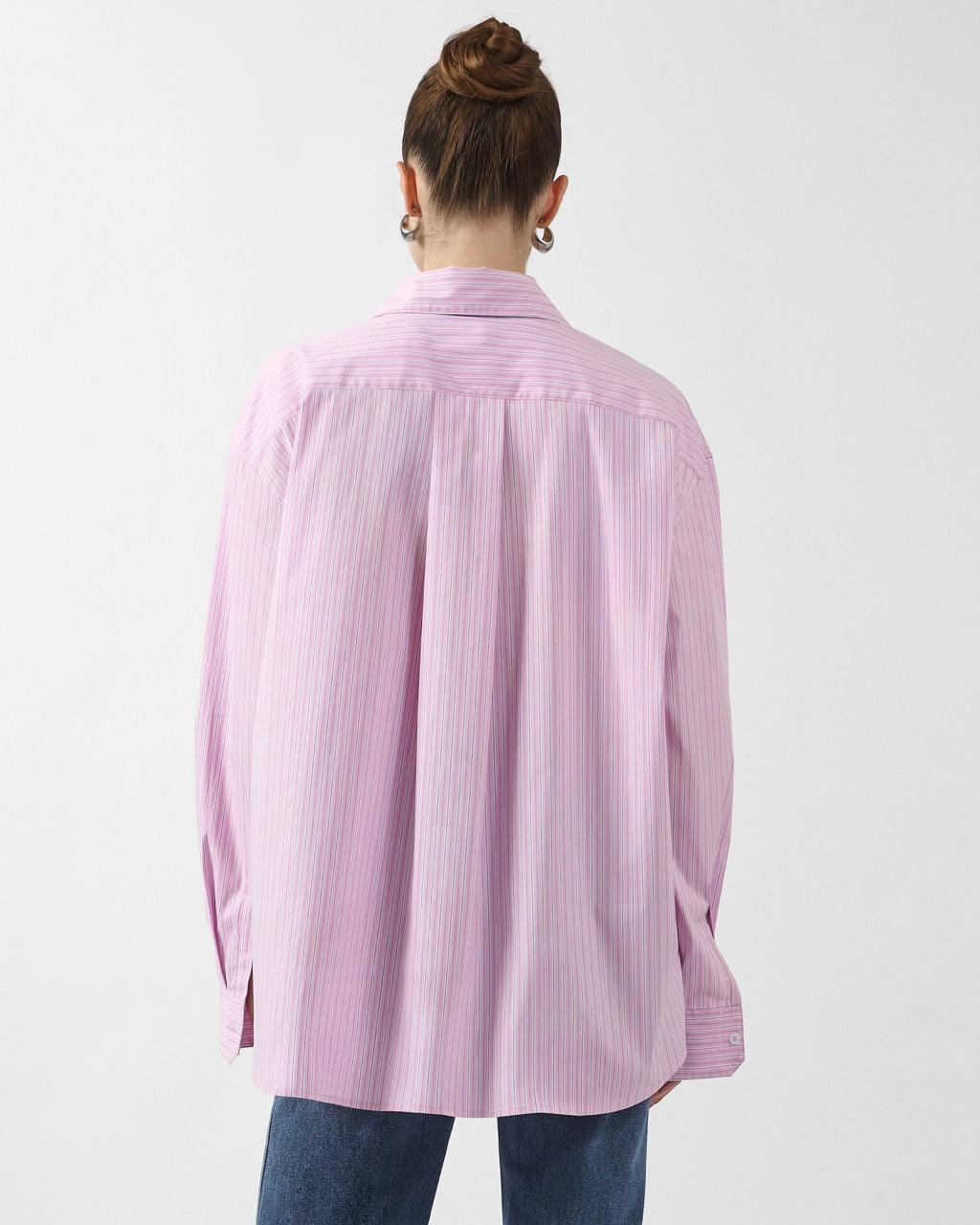 AIMER Core Essential - Oversized Shirt in Pink Blue Stripe