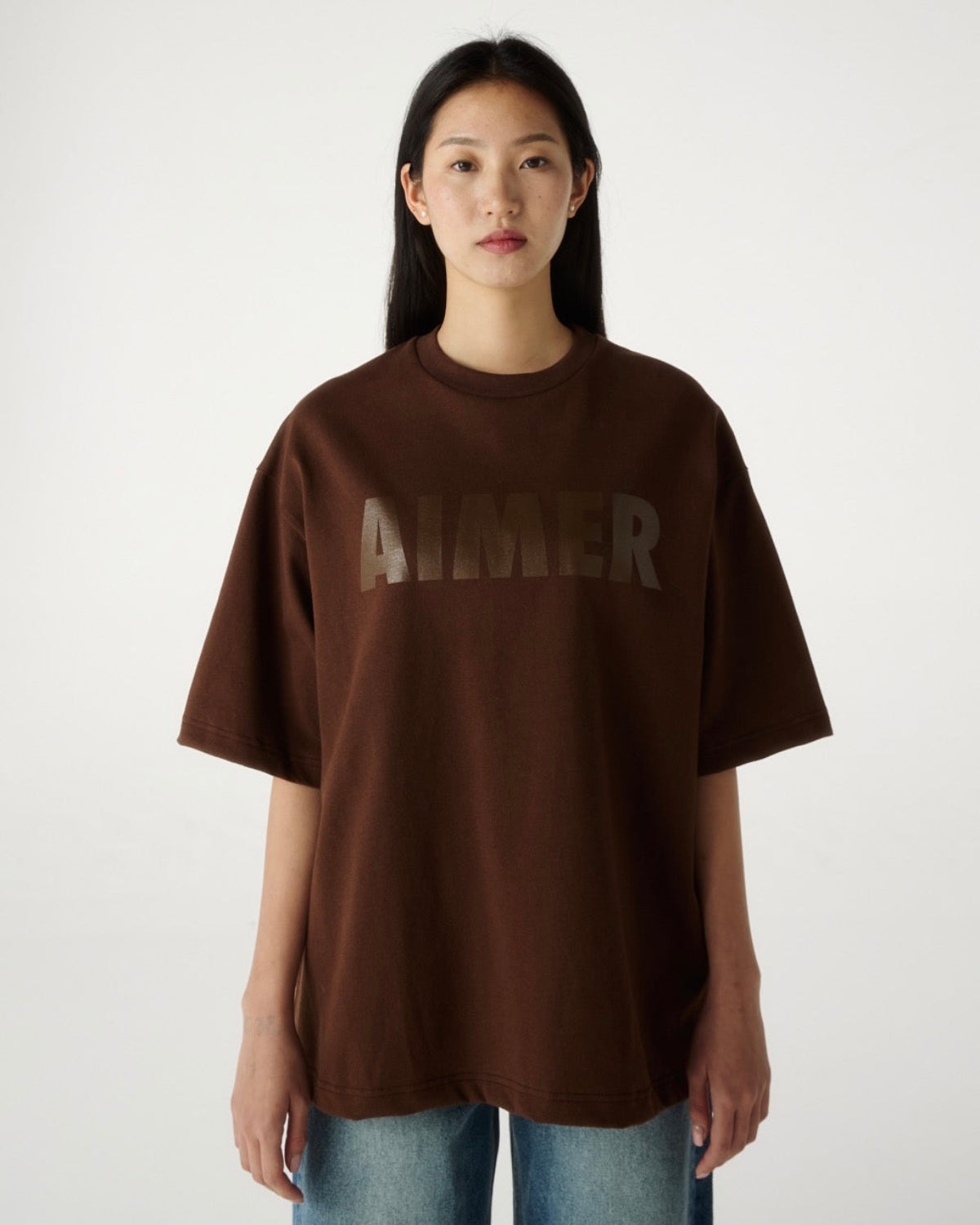 AIMER - Logo T-Shirt Tone on Tone in Dark Brown