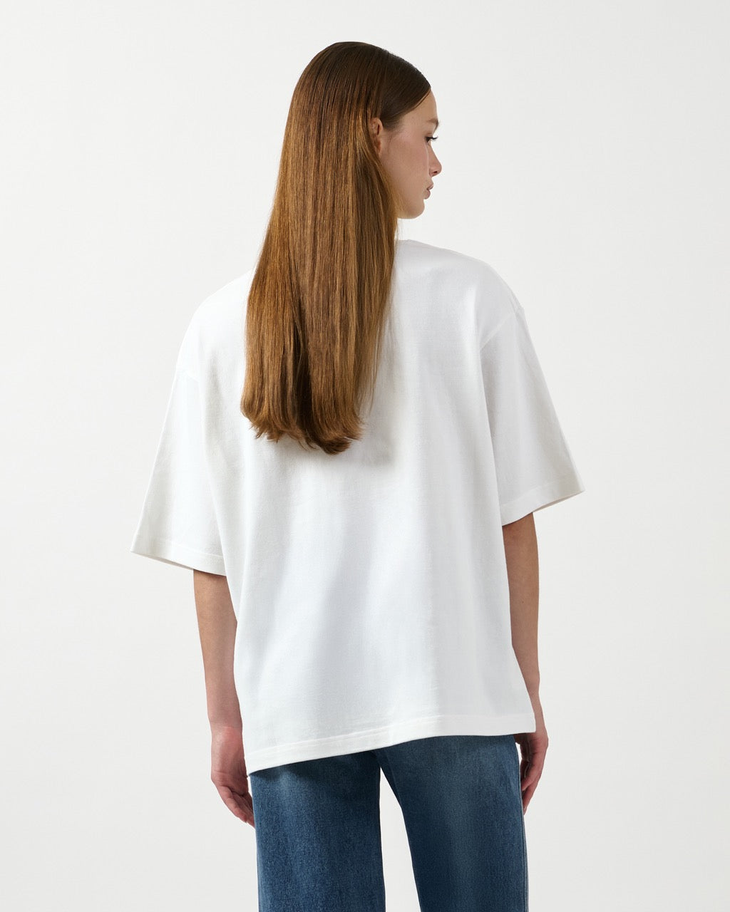 AIMER Denim Edition - AIMER Brush Logo Oversized T-Shirt in White