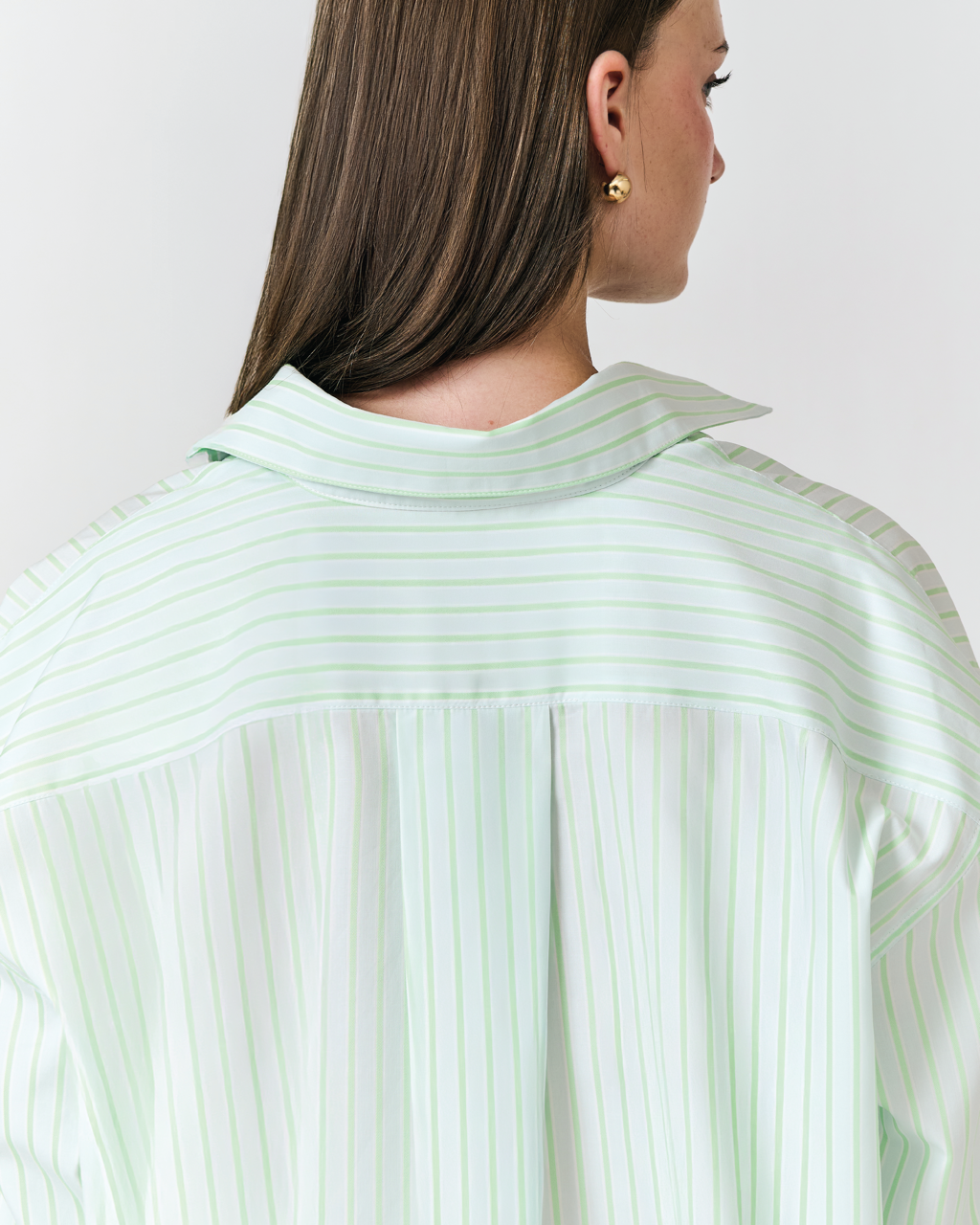 Été Parisien - Essential Oversized Shirt in Melon Light Blue Stripe