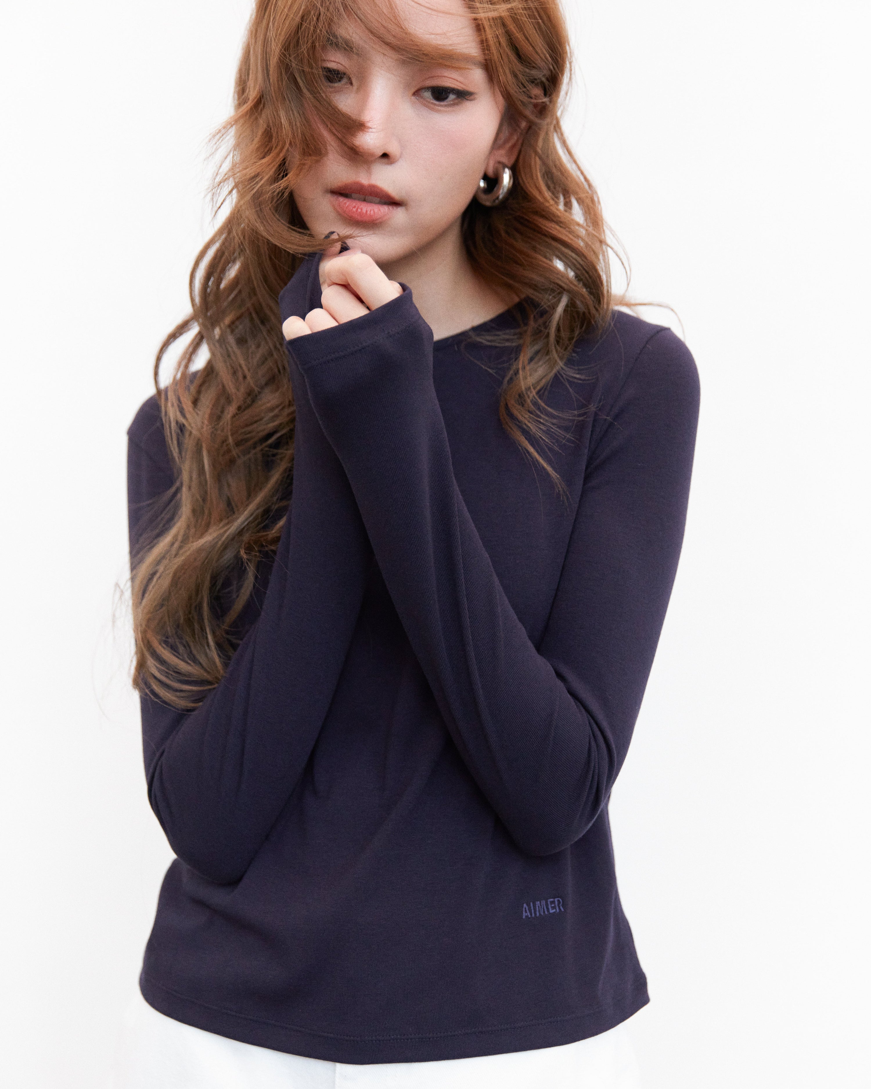 AIMER Core Essential - Classic Long Sleeve T-Shirt in Navy
