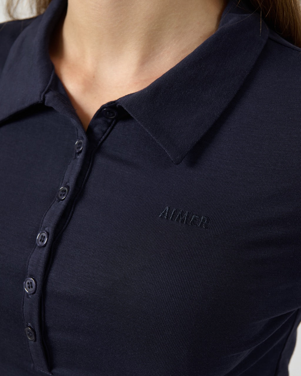 Jungle Urbaine - Slim Fit Long Sleeve Polo in Navy