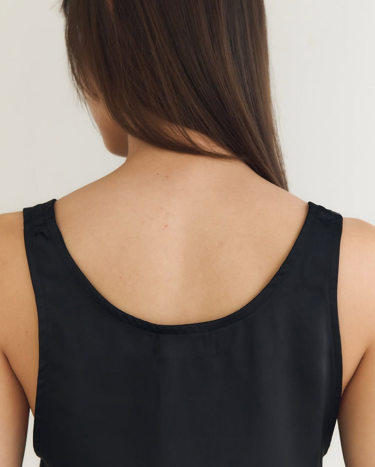SS25 Day To Night Edition - Essential Loose Tank Top in Black Satin