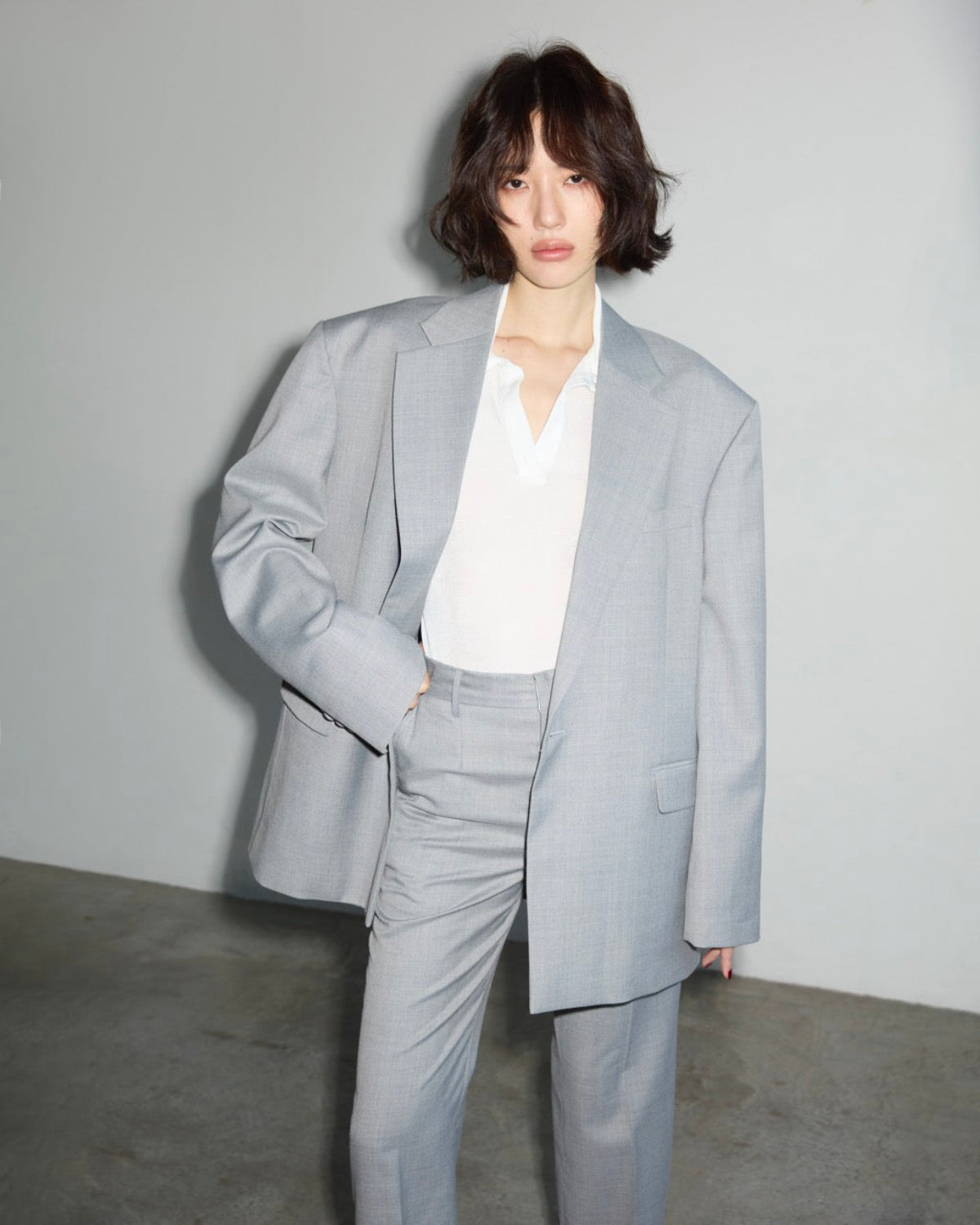 SS25 Elevated Office - Single Button Suit in Light Grey Wool