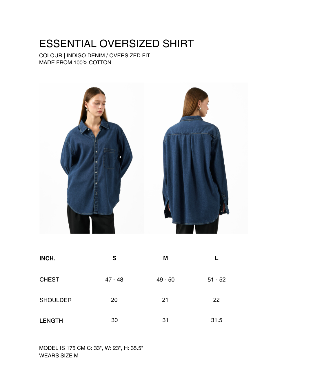 AIMER Denim Edition - Essential Oversized Shirt in Indigo Denim