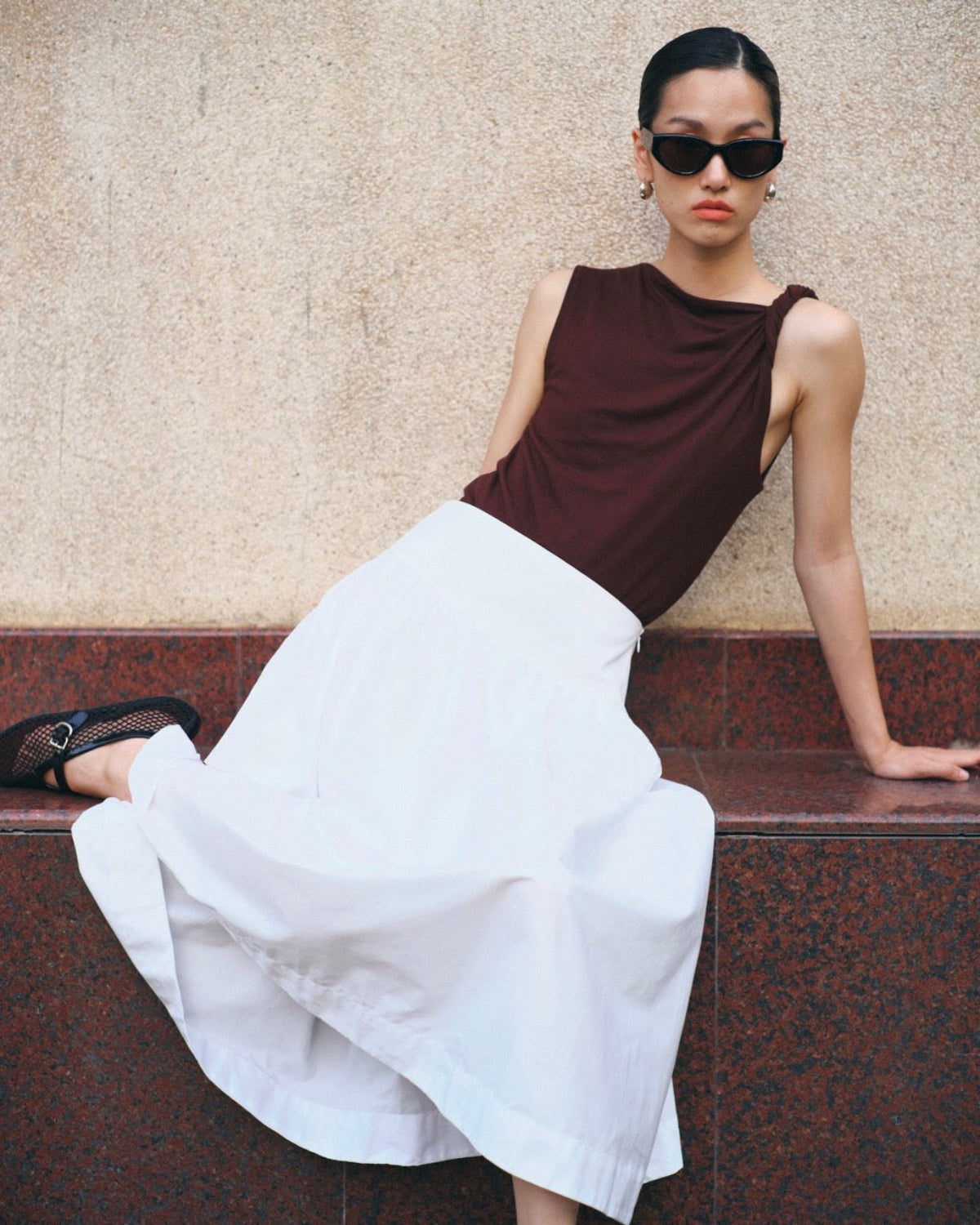 Cruise Collection - Ruched Top in Dark Brown