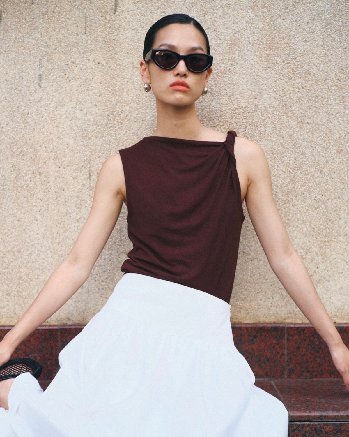 Cruise Collection - Ruched Top in Dark Brown